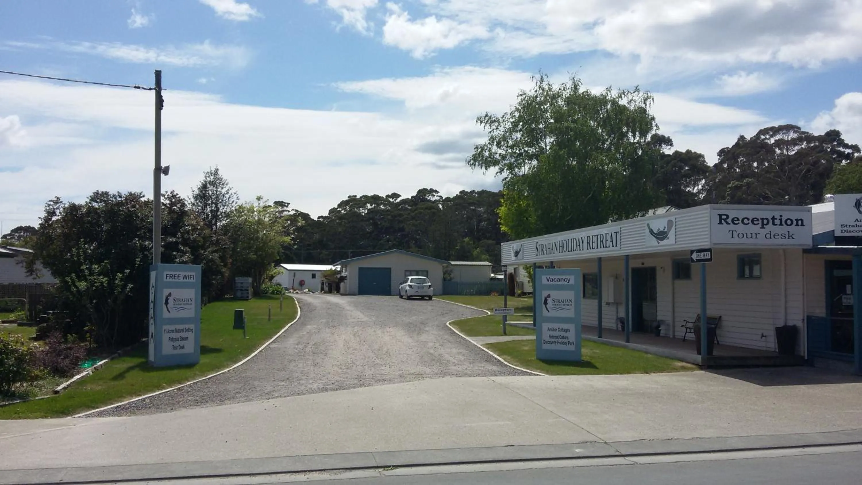 Property building in Strahan Retreat Holiday Park