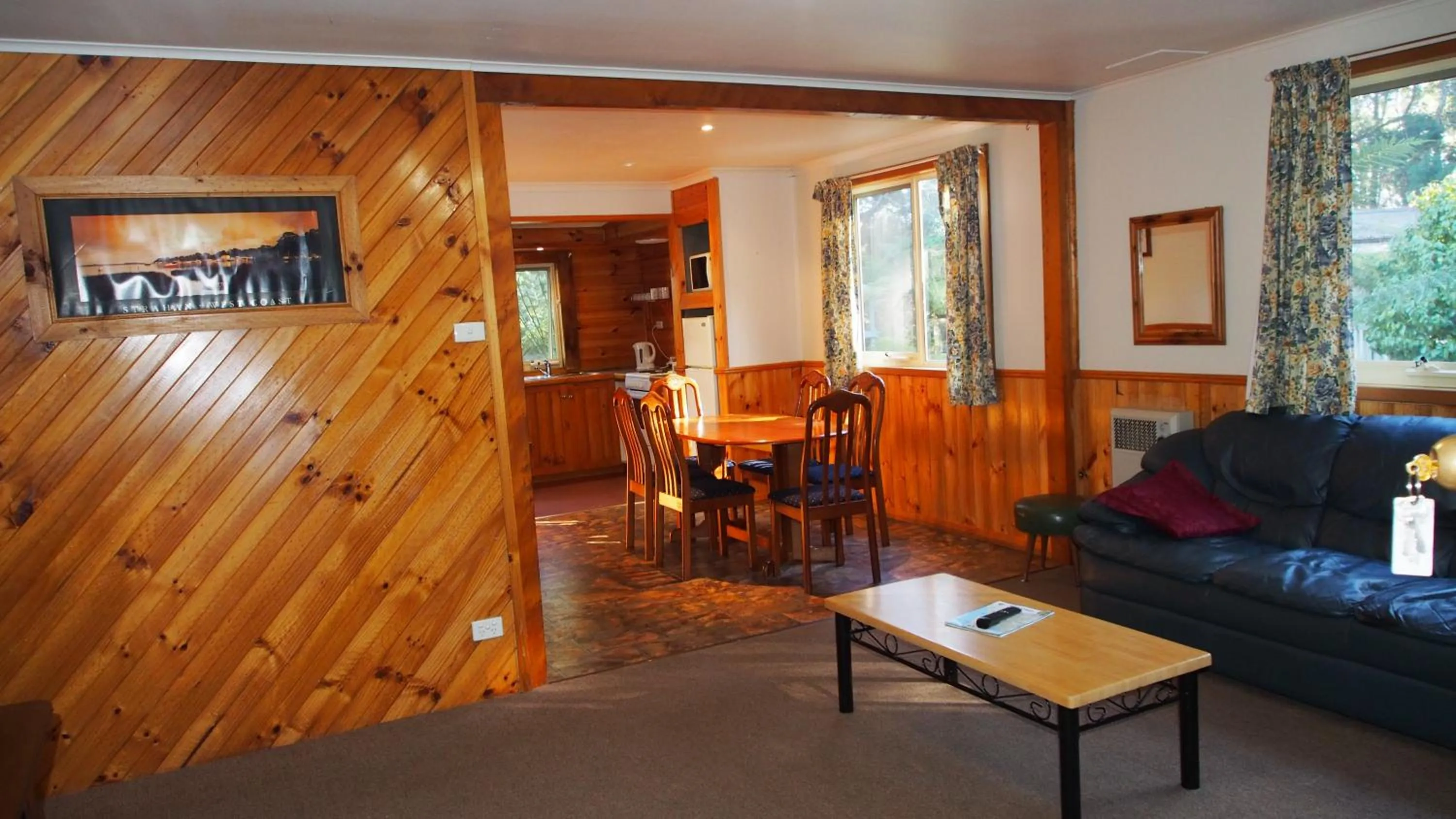 Living room in Strahan Retreat Holiday Park