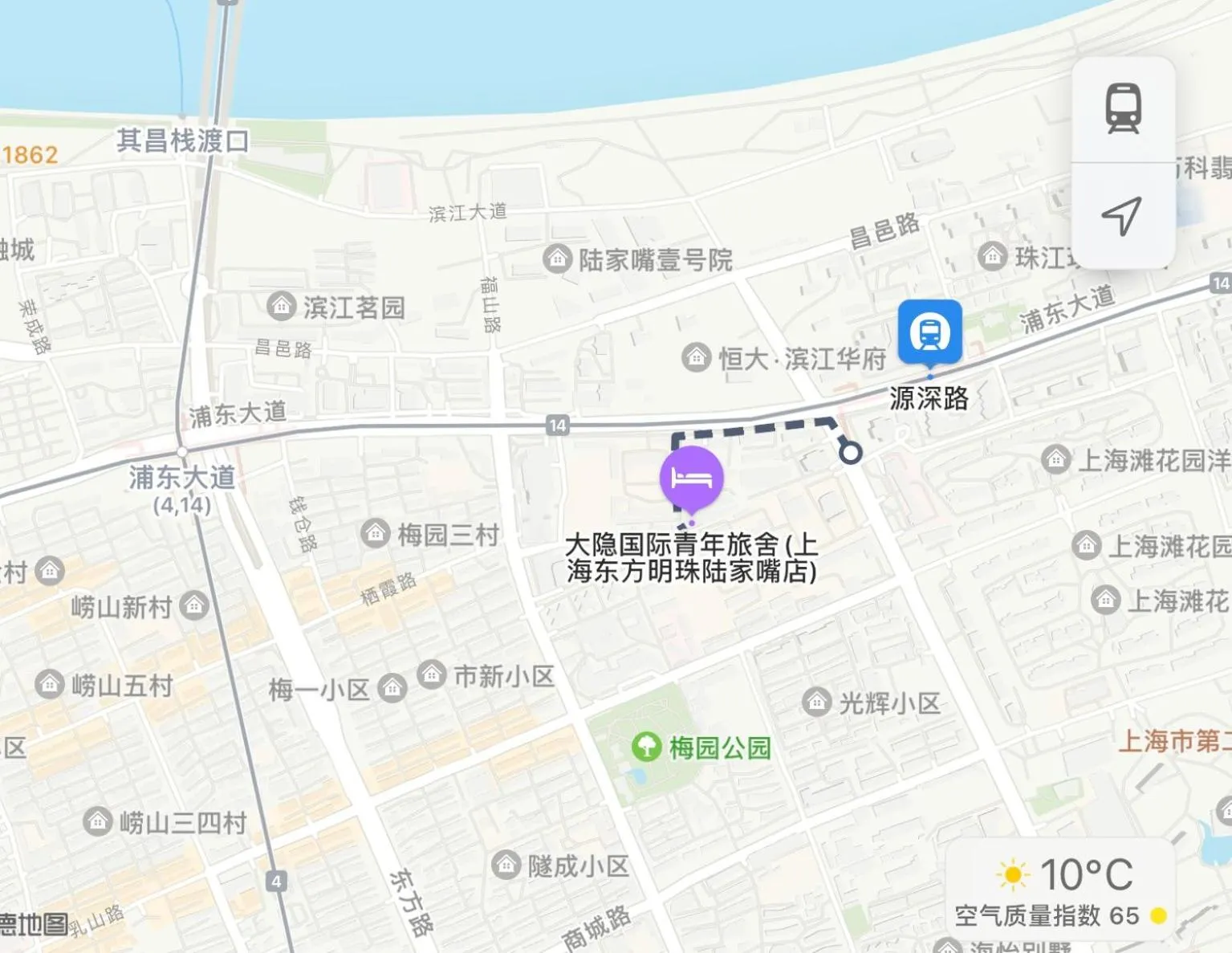 Location in Dayin International Youth Hostel - Oriental Pearl & Lujiazui
