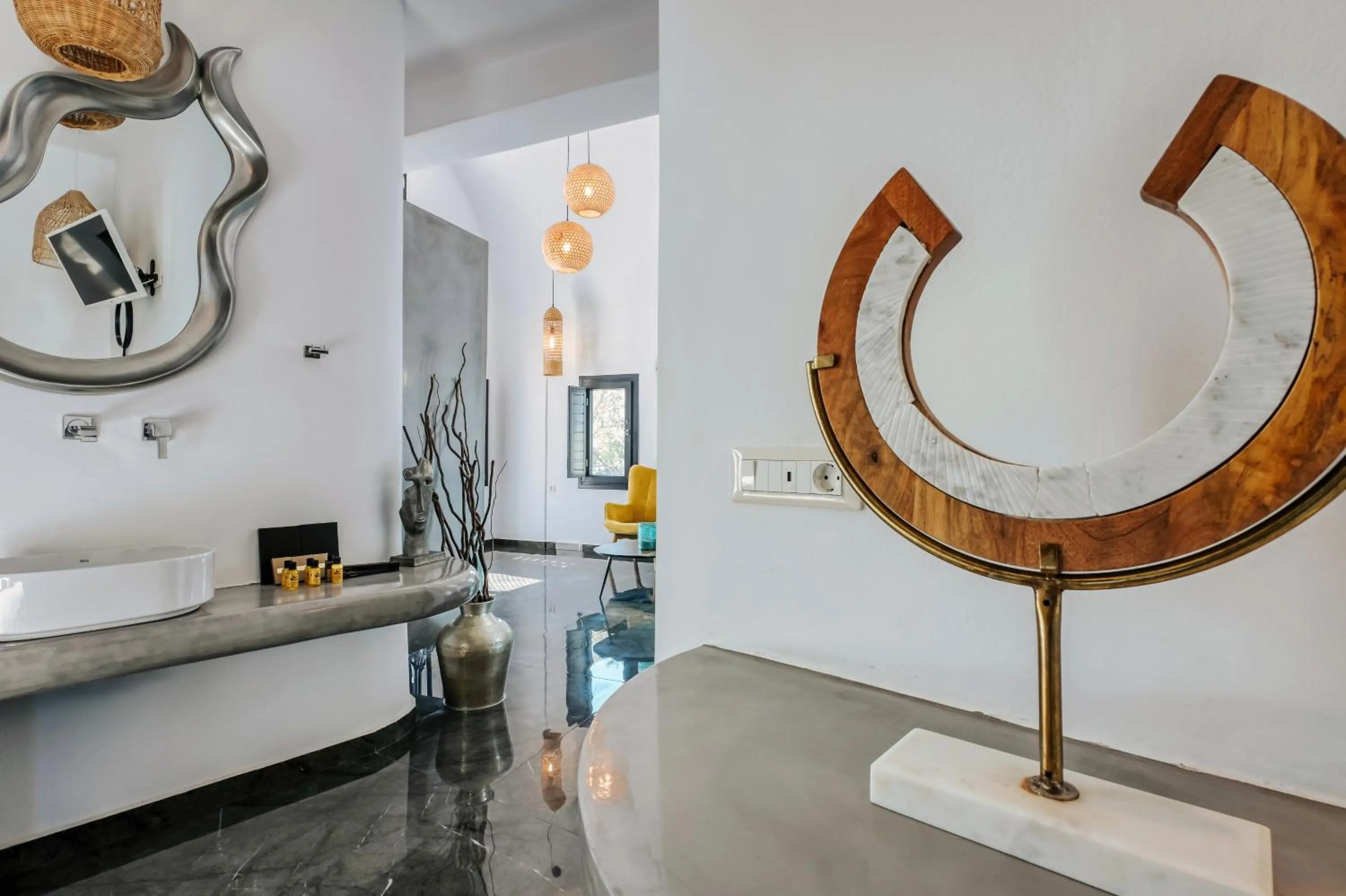 Seating area in Oia Suites