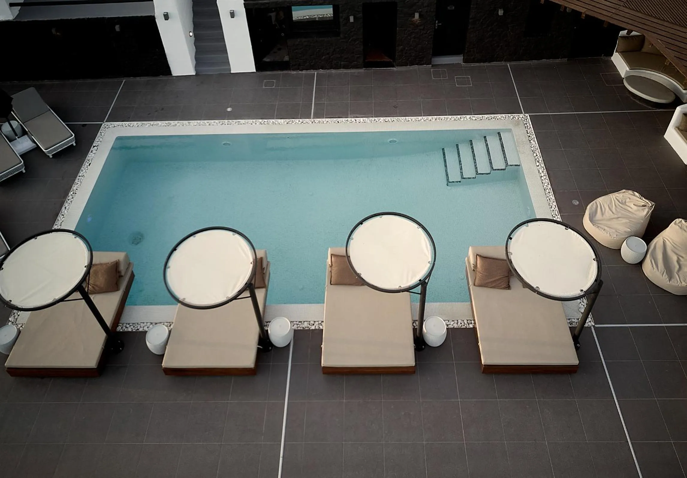 Pool view in Oia Suites