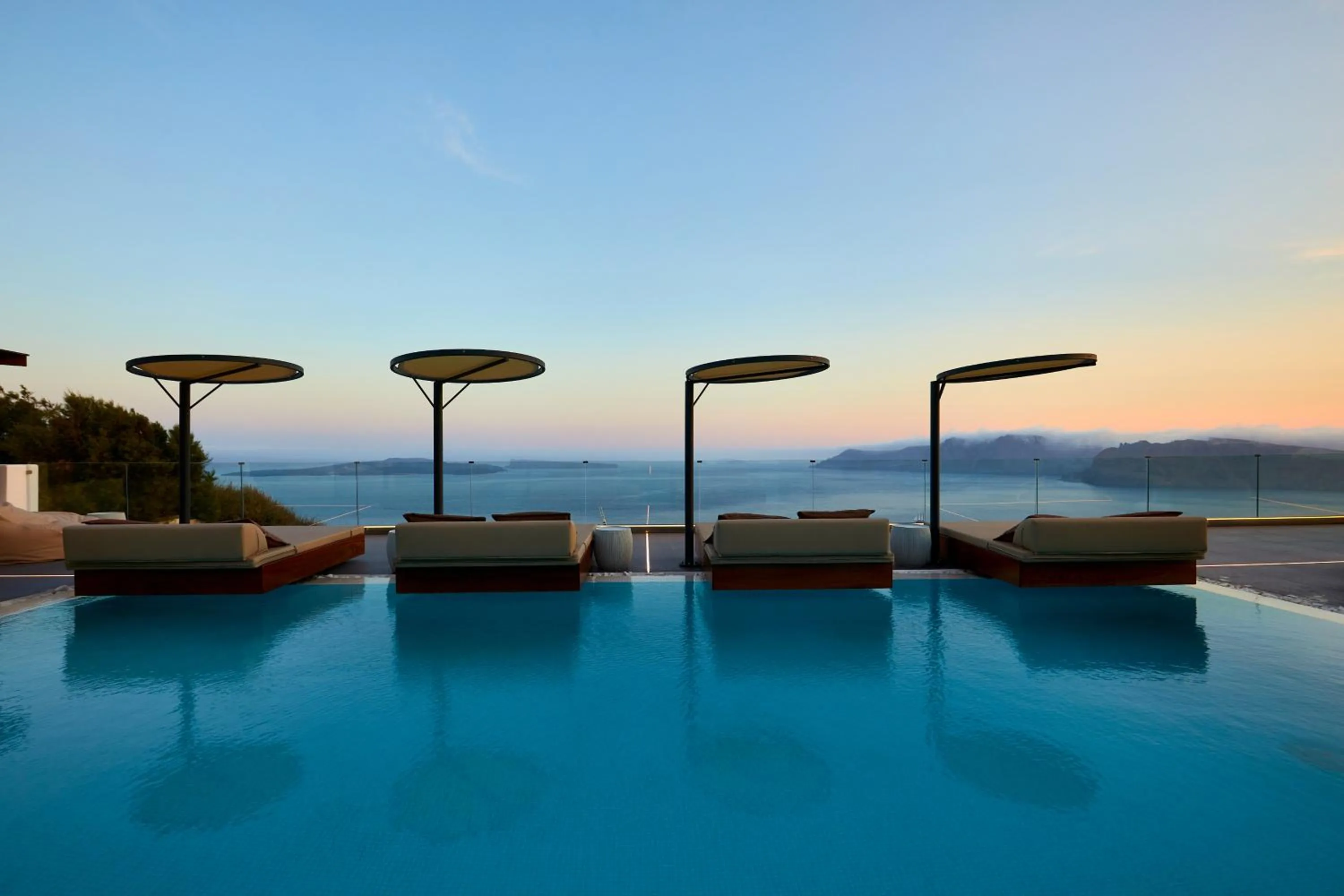 Pool view in Oia Suites