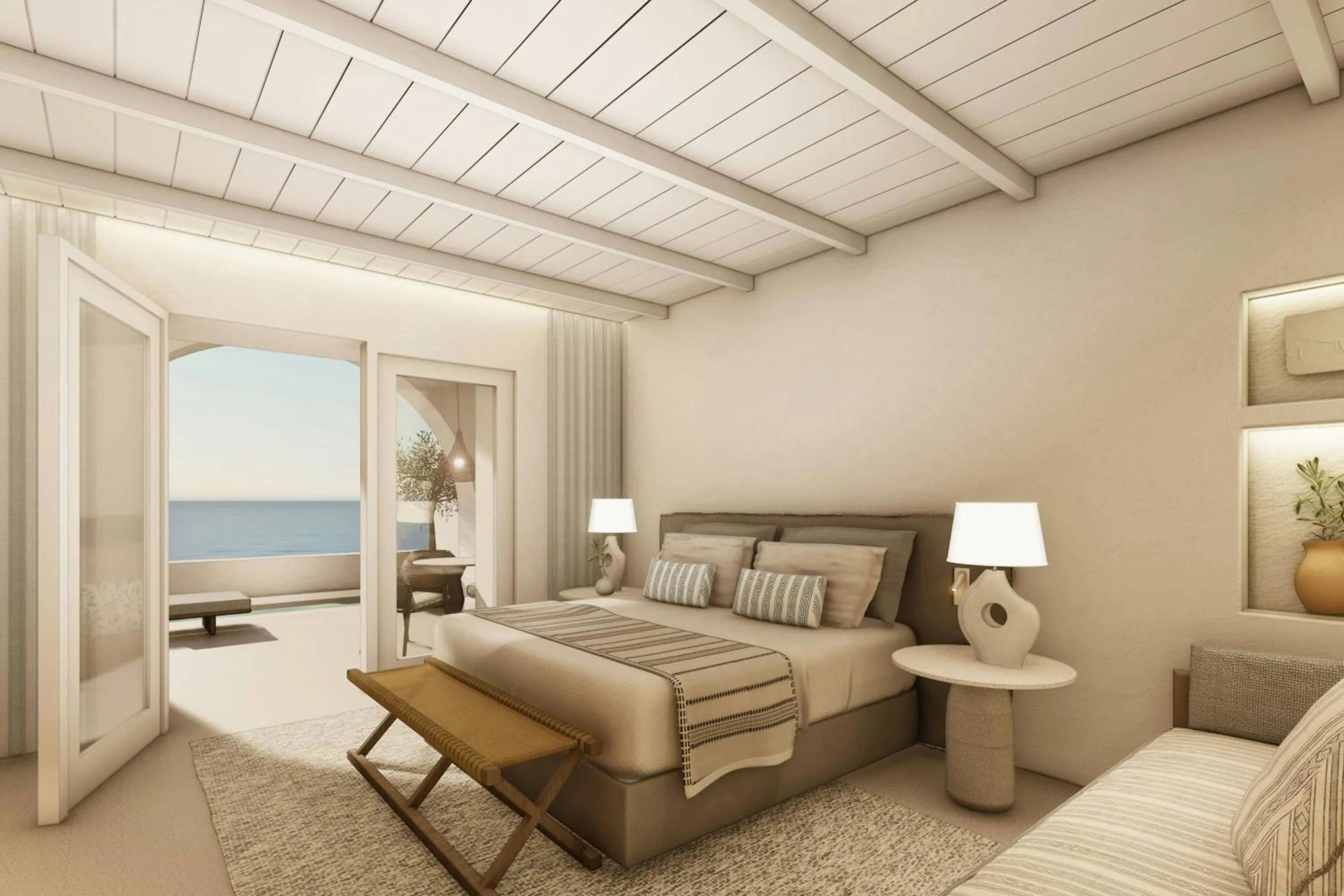 Bedroom, Bed in Patmos Aktis, a Luxury Collection Resort & Spa, Greece