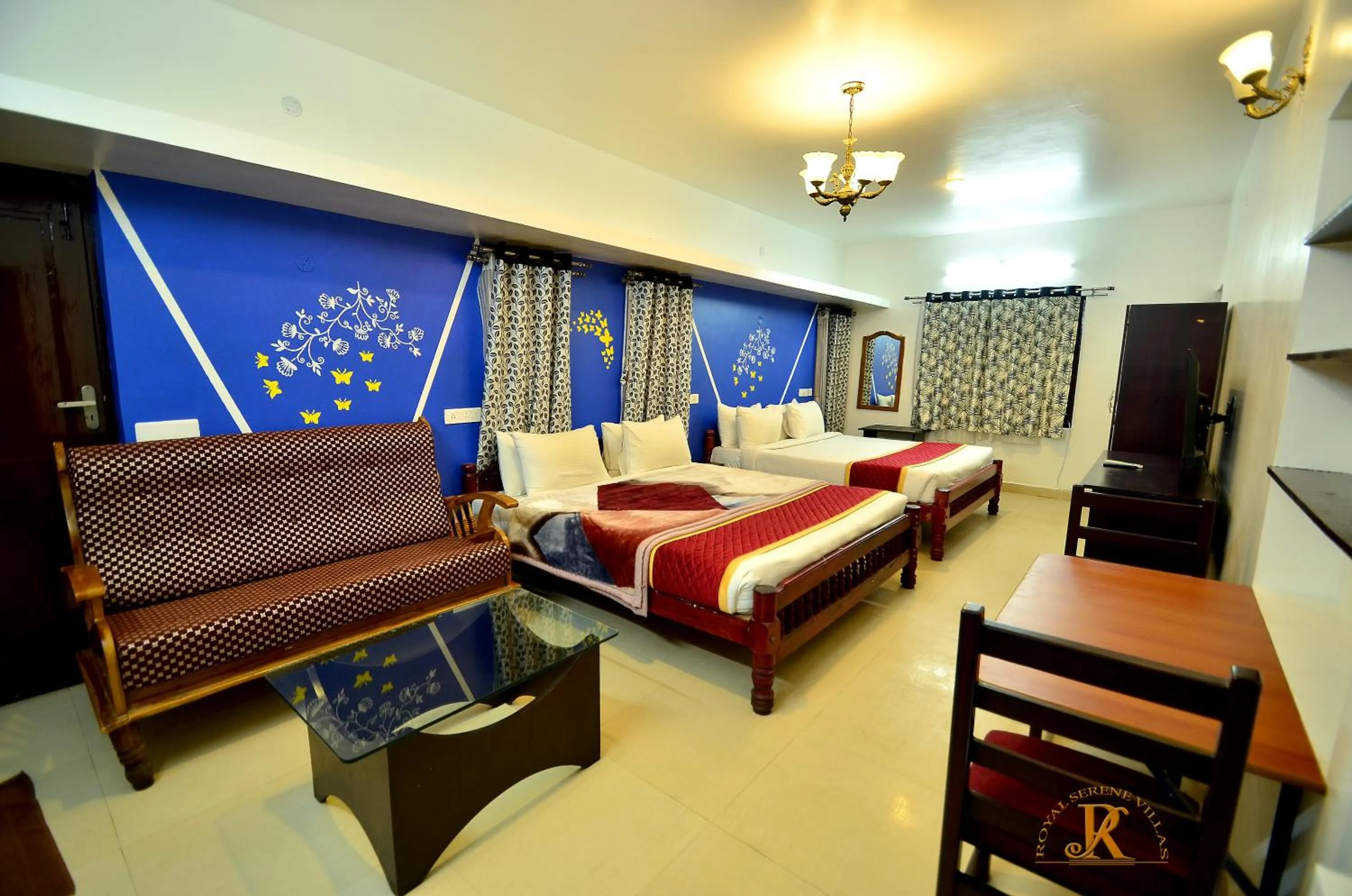 Seating area, Bed in Royal Serene Villas