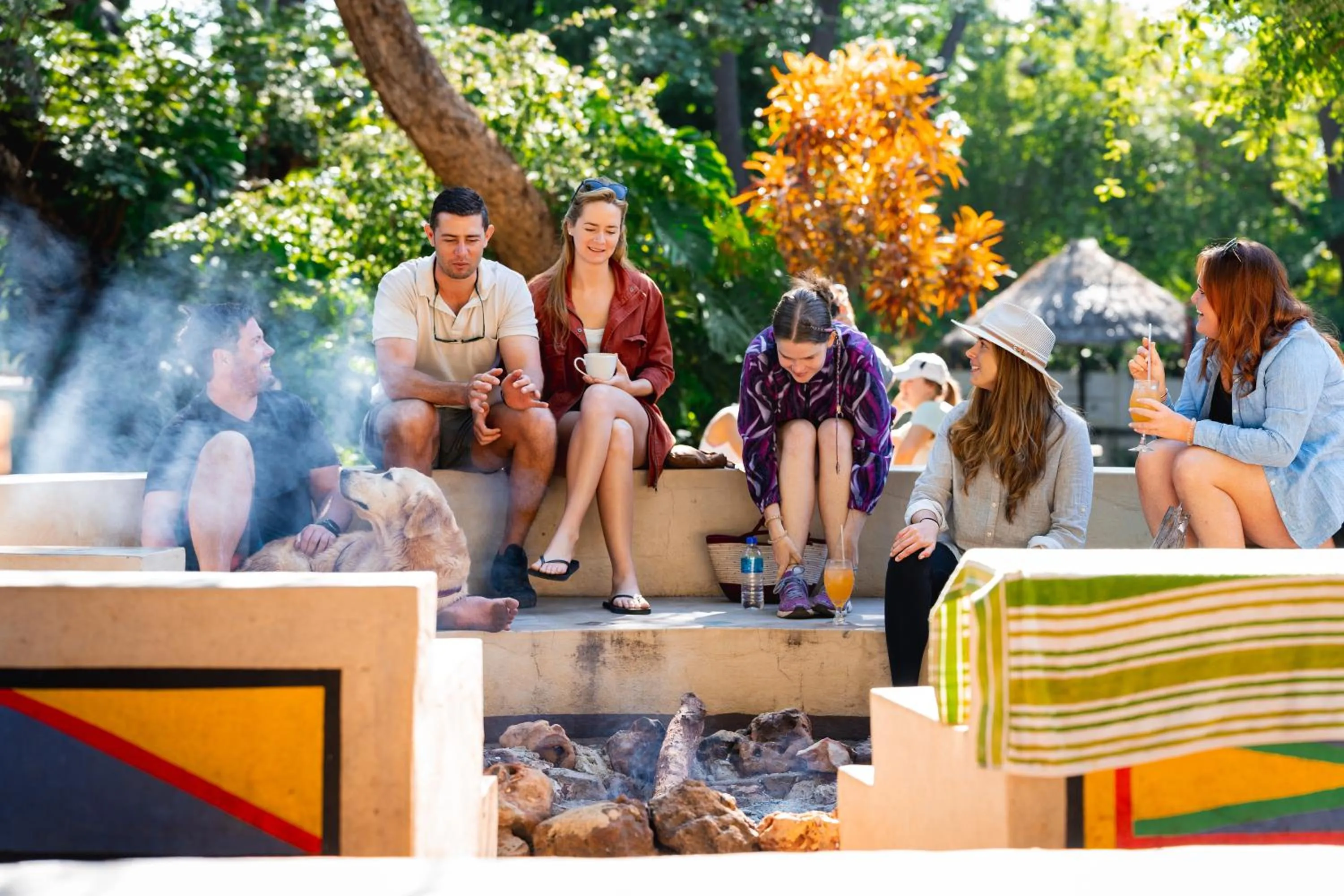 fireplace in Shoestrings Backpackers Lodge Vic Falls