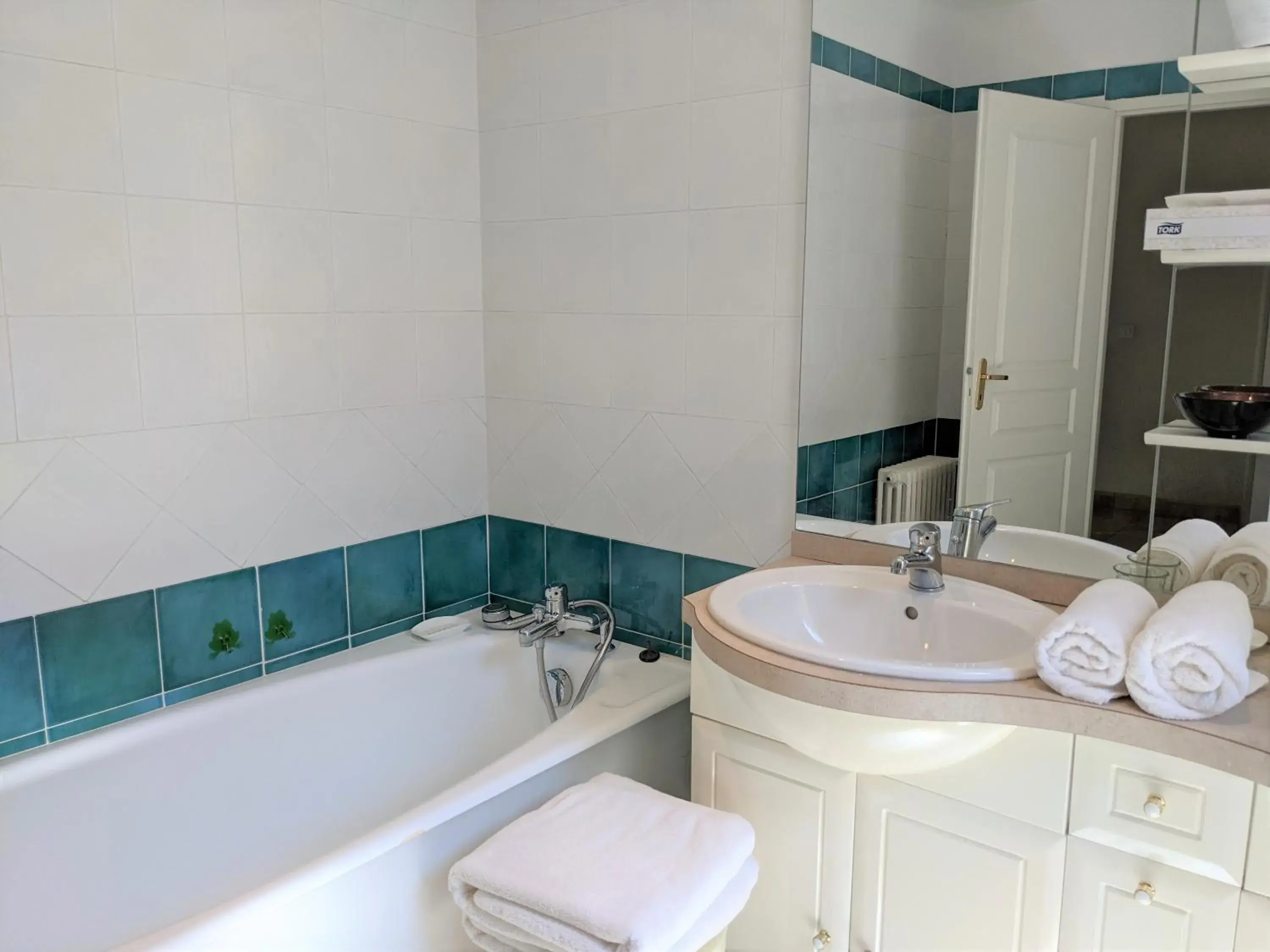 Bathroom in Auberge du Poids Public Logis Hotel Bathroom in Auberge du Poids Public Logis Hotel