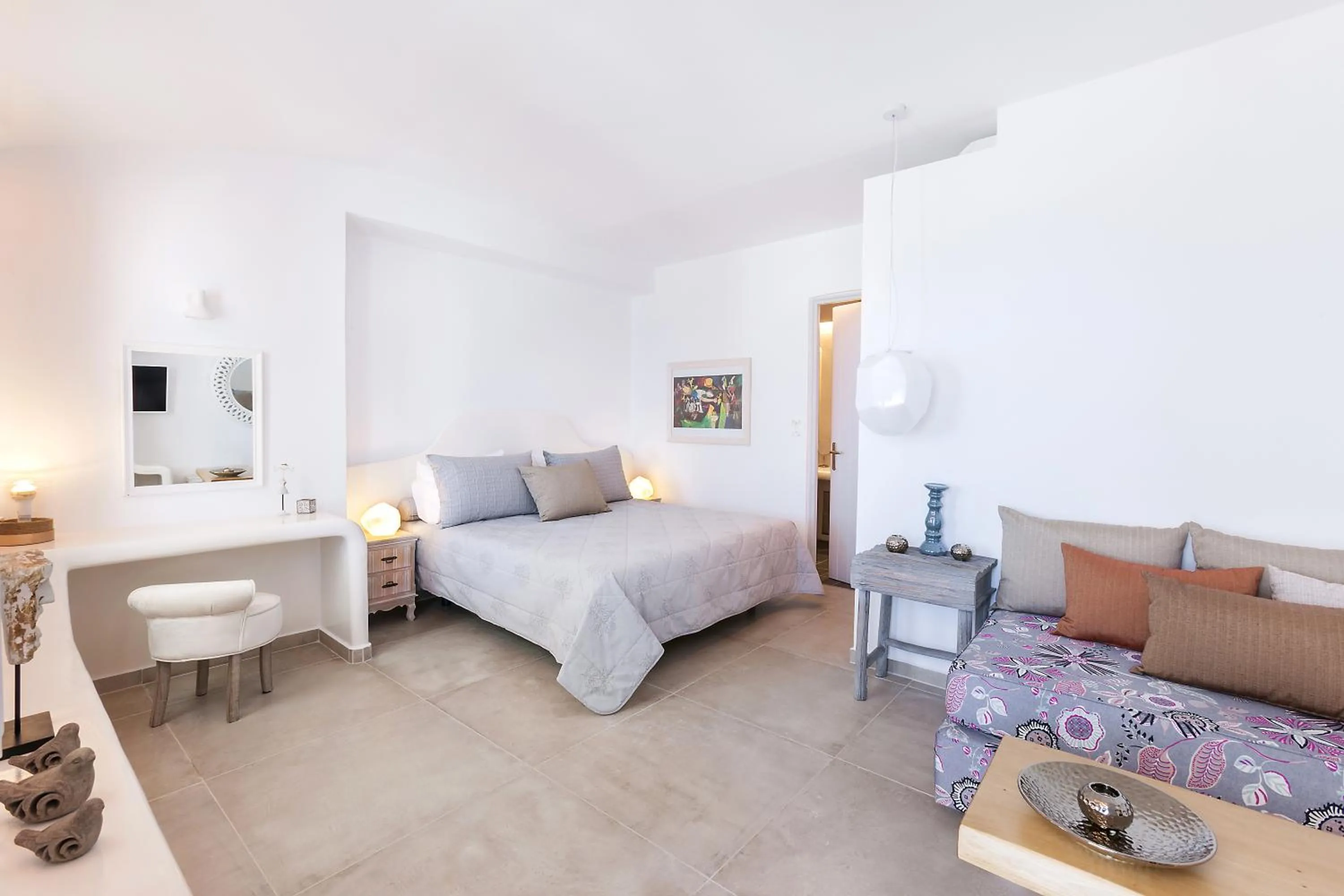 Bedroom, Bed in Santorini Secret Premium