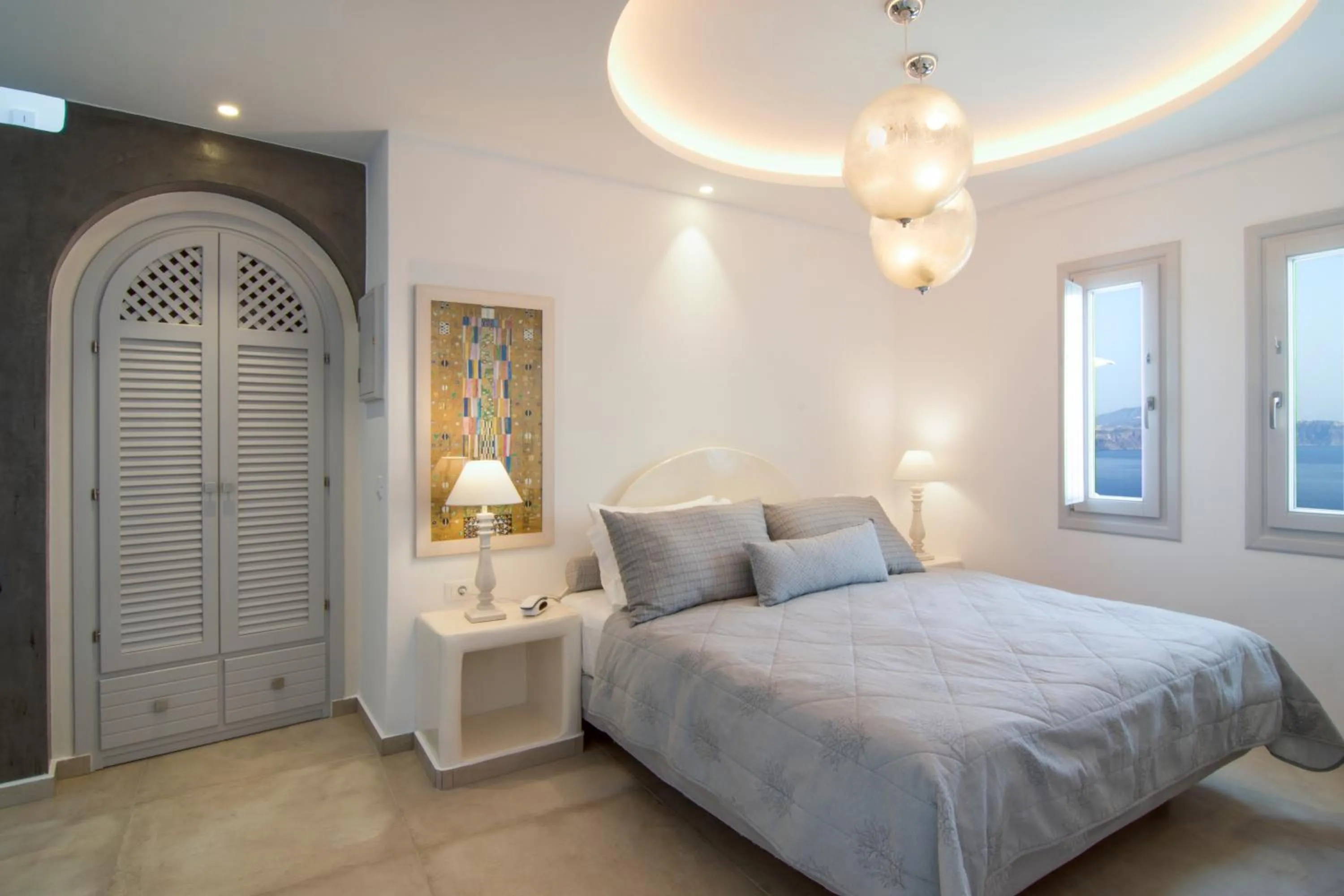 Bedroom, Bed in Santorini Secret Premium