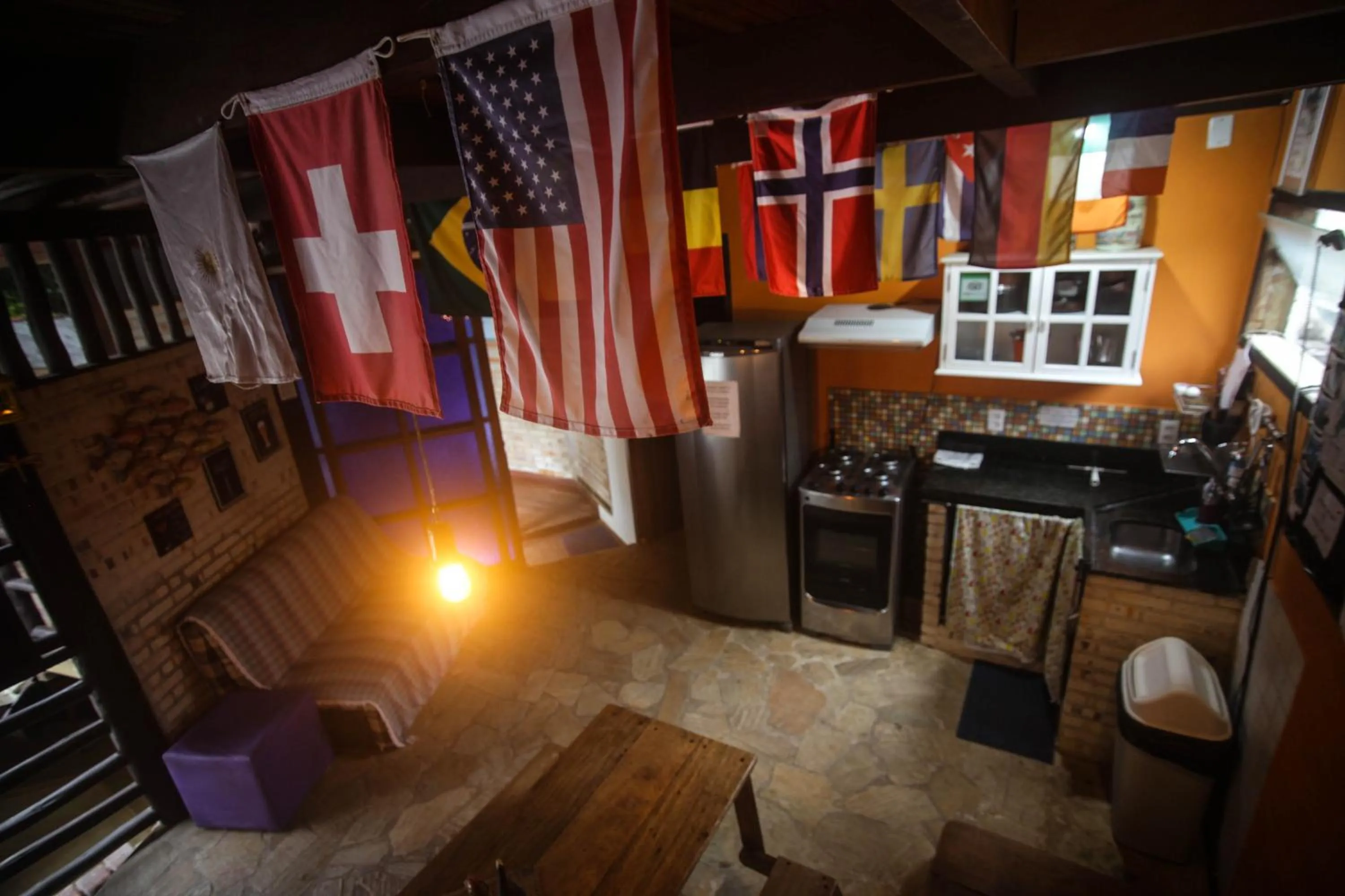 Kitchen or kitchenette in Biergarten Hostel