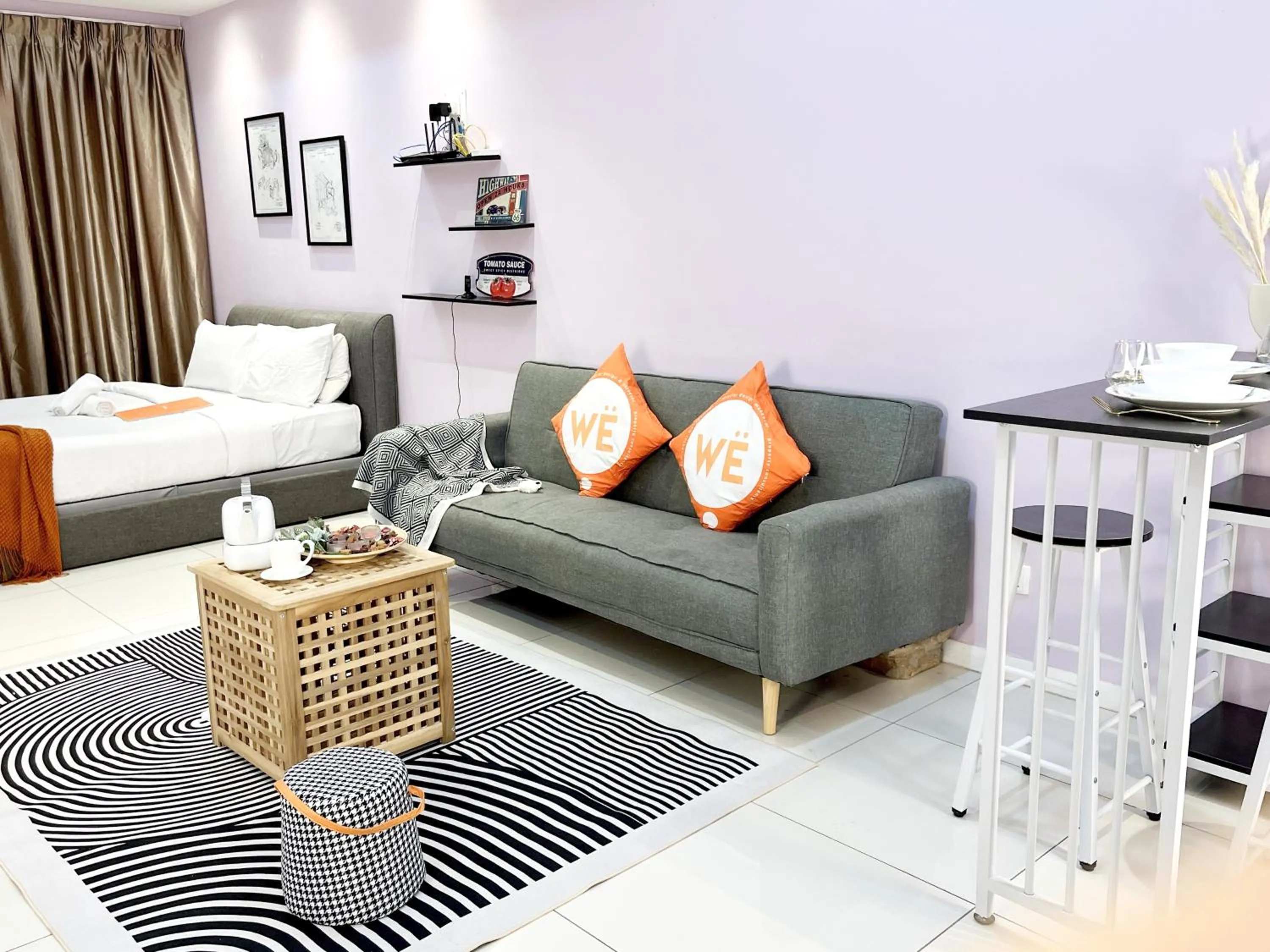 Living room, Bed in The Zesty Icon City Petaling Jaya