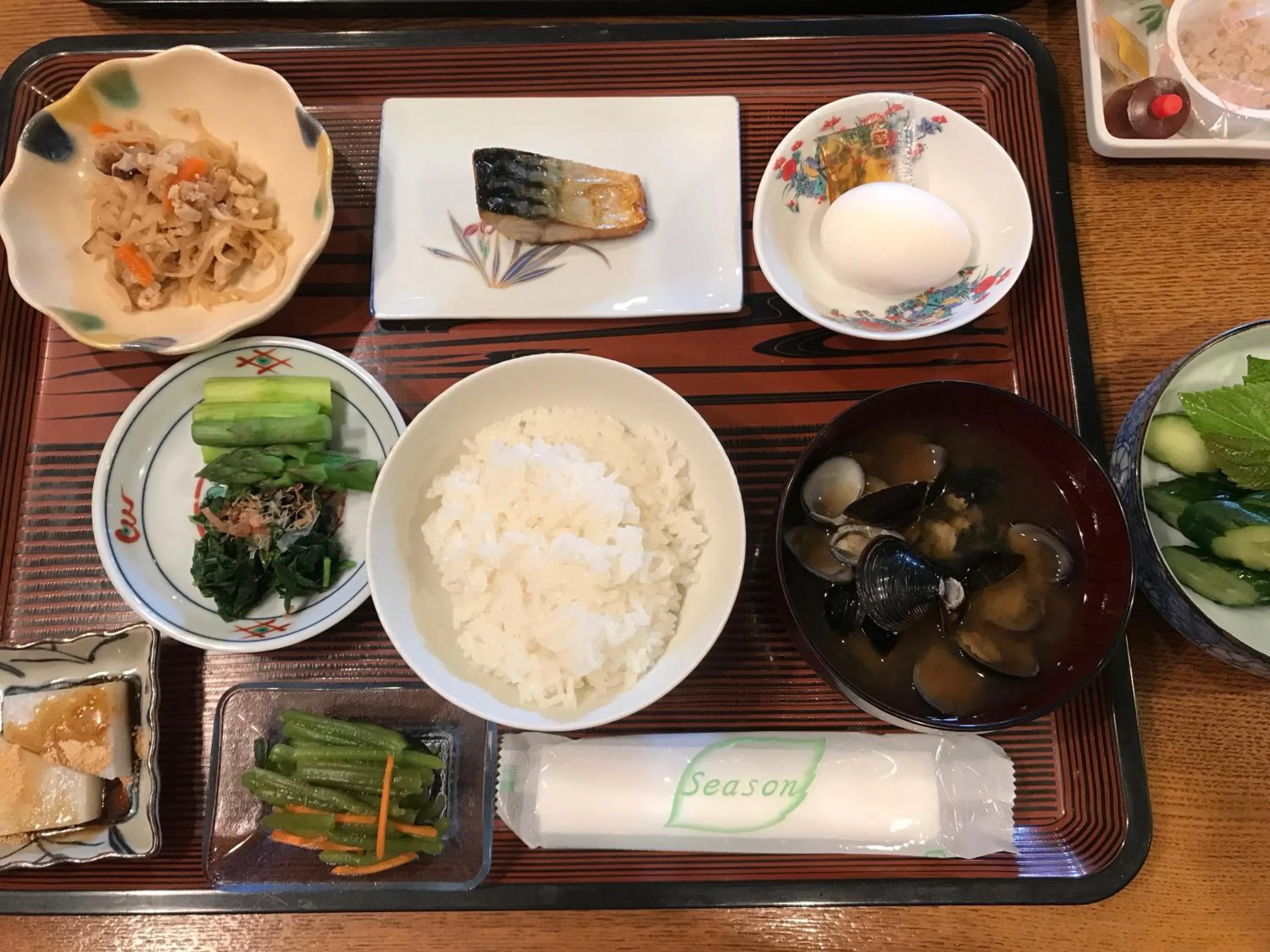Breakfast in Kakunodate Guesthouse Fuga