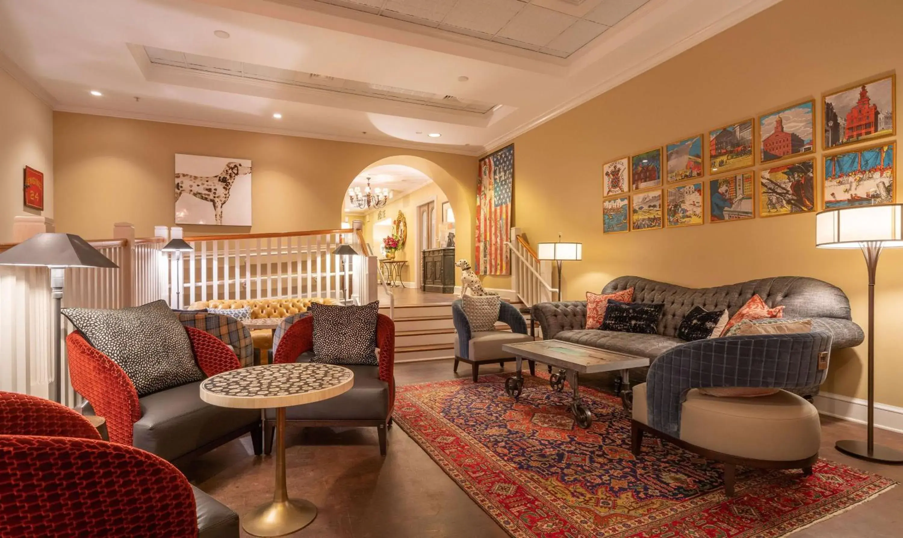 Lobby or reception in The Kendall Hotel at the Engine 7 Firehouse Lobby or reception in The Kendall Hotel at the Engine 7 Firehouse