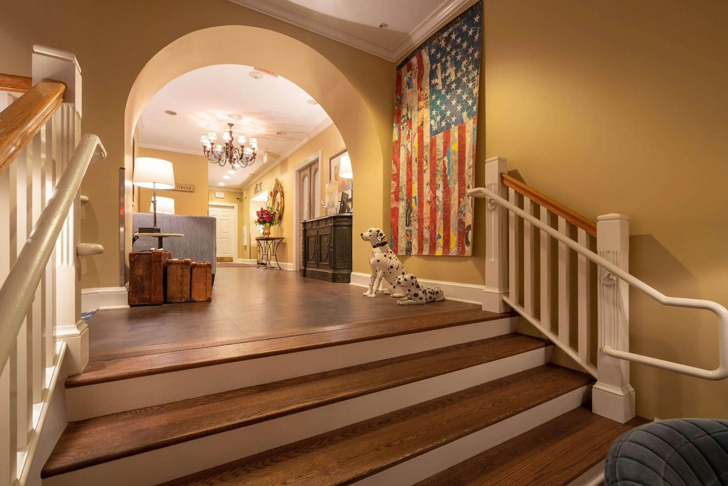 Lobby or reception in The Kendall Hotel at the Engine 7 Firehouse