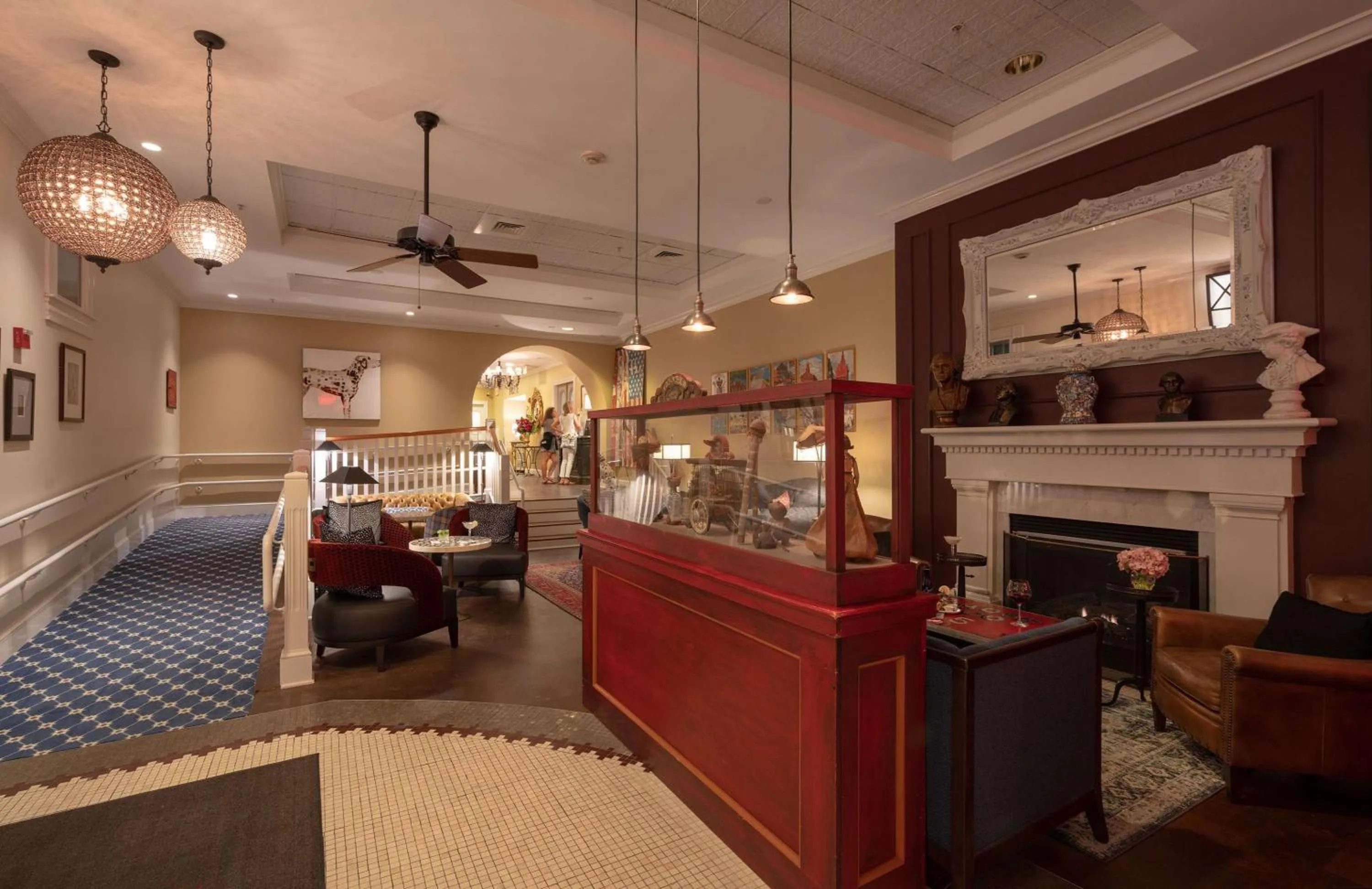 Lobby or reception in The Kendall Hotel at the Engine 7 Firehouse