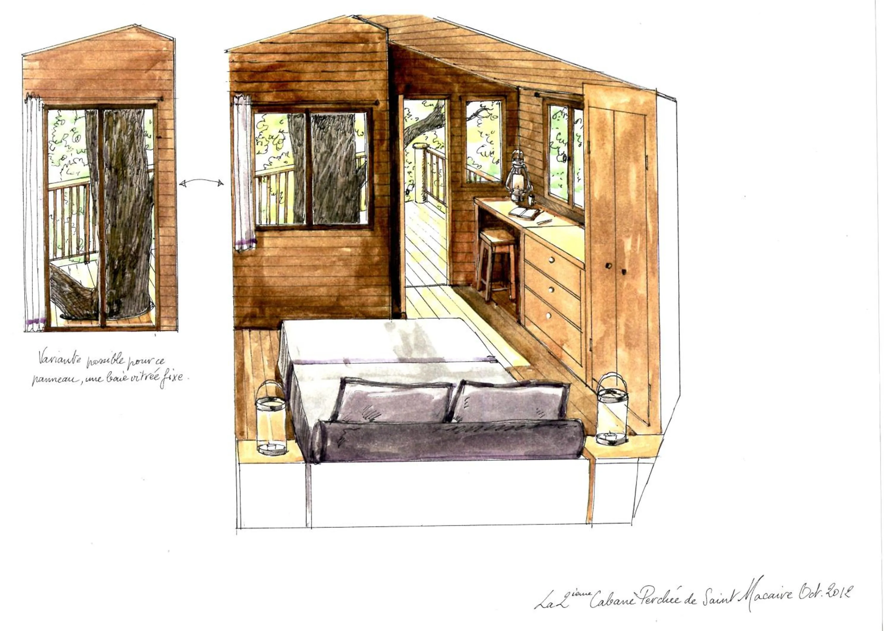 Cabanes et chambre à la Bernardiere