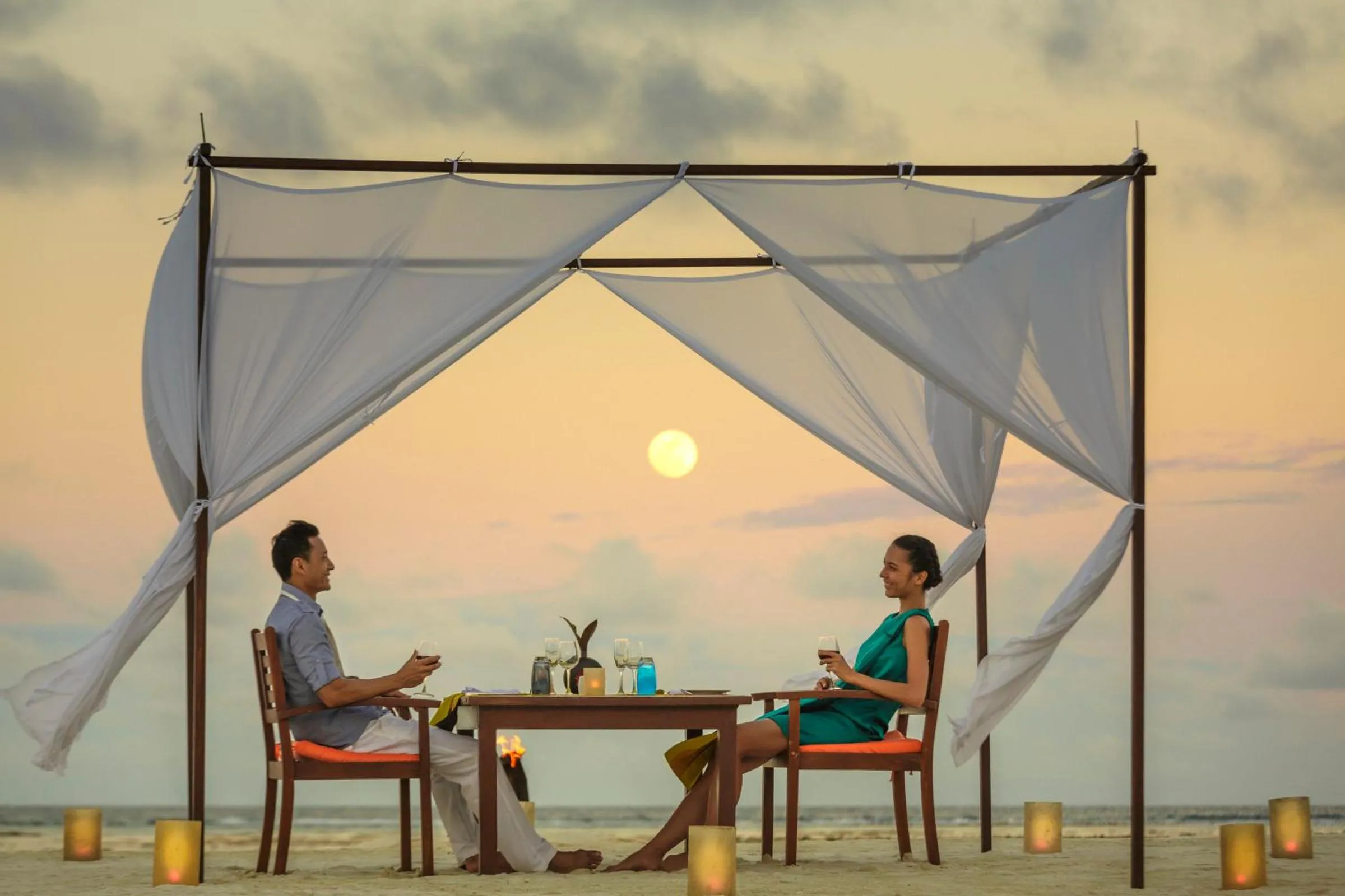 Sunset in Angsana Velavaru - Enjoy 20 percent off Return Seaplane for Two guests on stays of 4 nights or more between 1 March to 23 December 2026