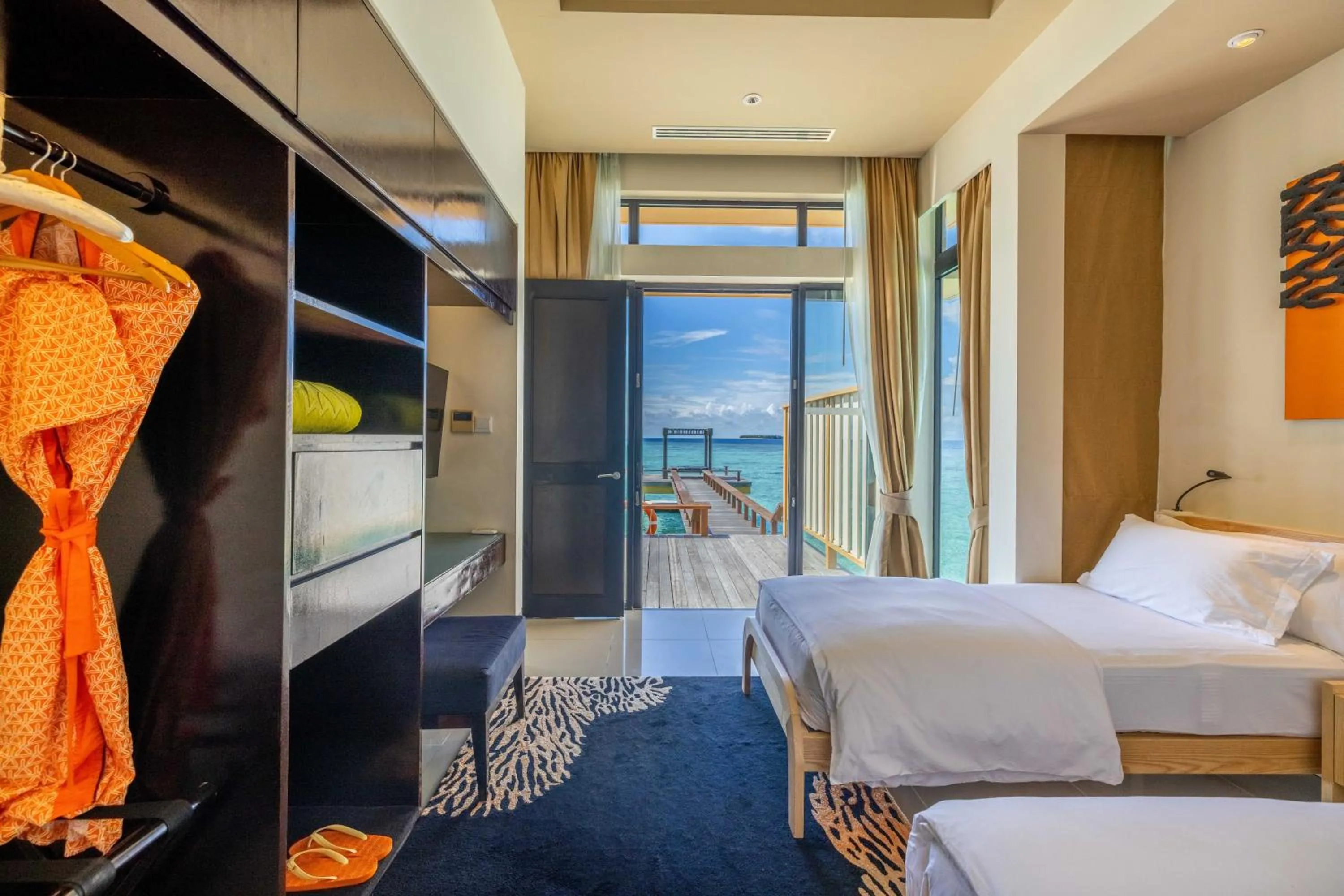 Bedroom, Bed in Angsana Velavaru - Enjoy 20 percent off Return Seaplane for Two guests on stays of 4 nights or more between 1 March to 23 December 2026
