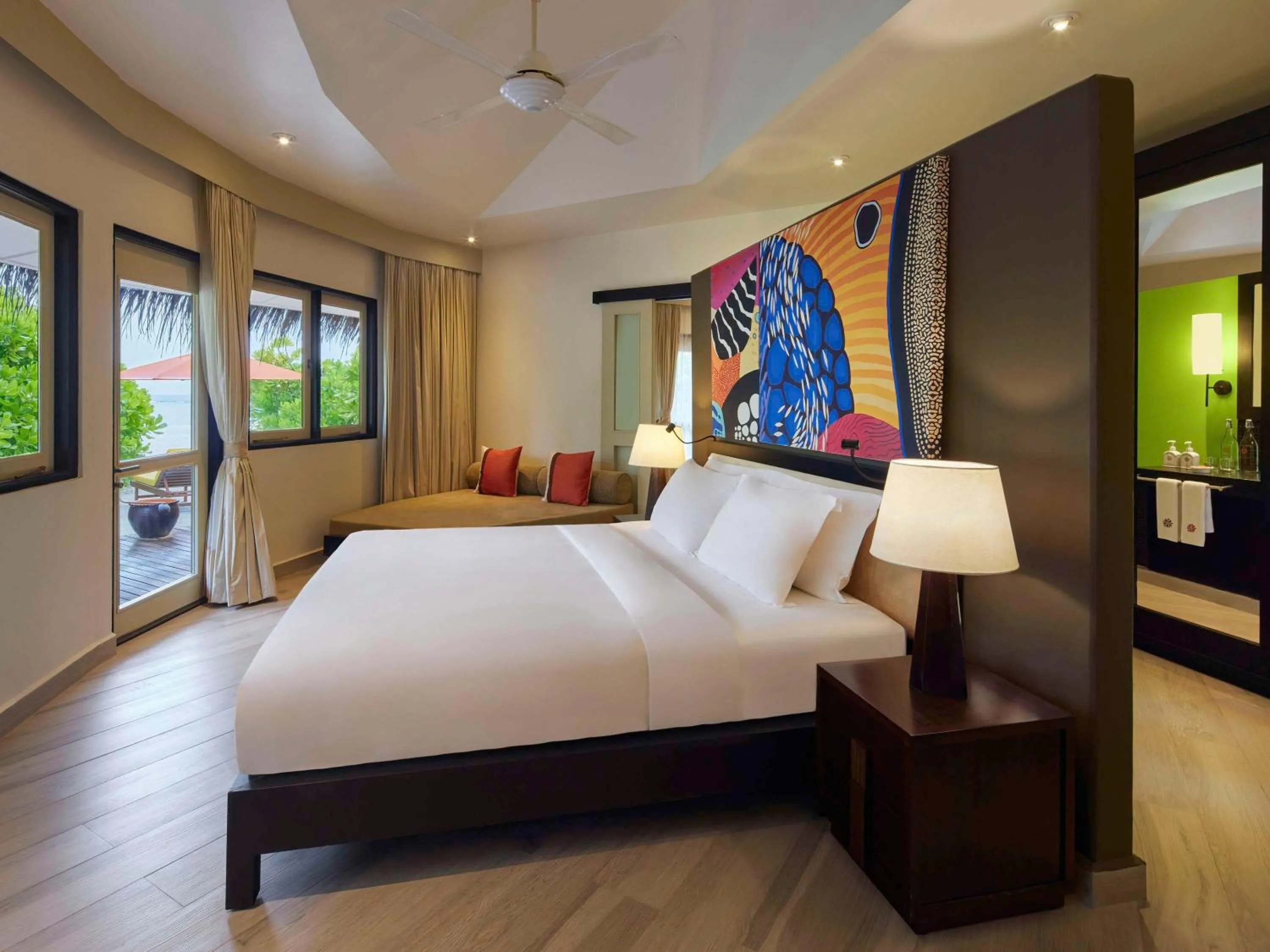 Bedroom, Bed in Angsana Velavaru - Enjoy 20 percent off Return Seaplane for Two guests on stays of 4 nights or more between 1 March to 23 December 2026