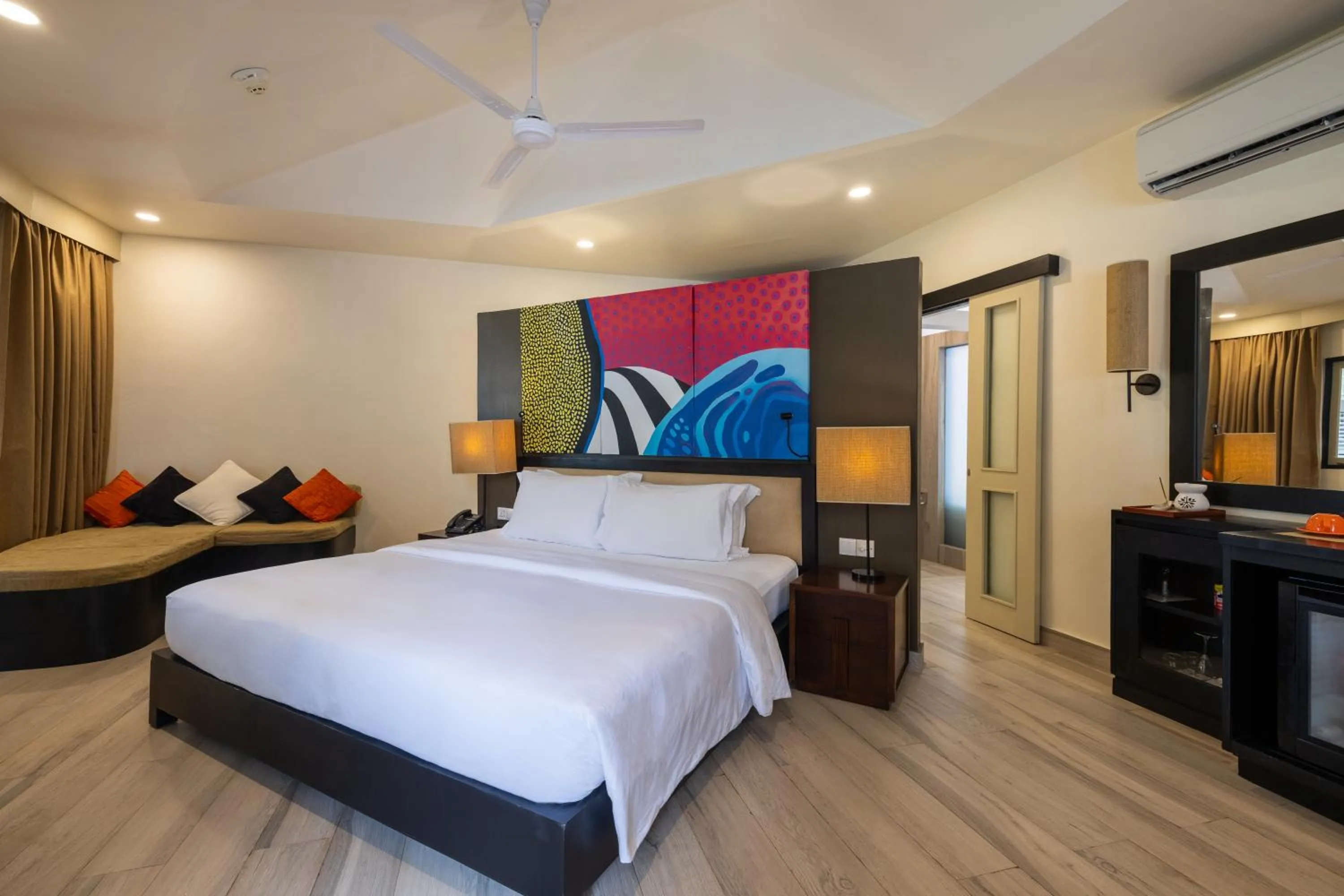 Bedroom, Bed in Angsana Velavaru - Enjoy 20 percent off Return Seaplane for Two guests on stays of 4 nights or more between 1 March to 23 December 2026