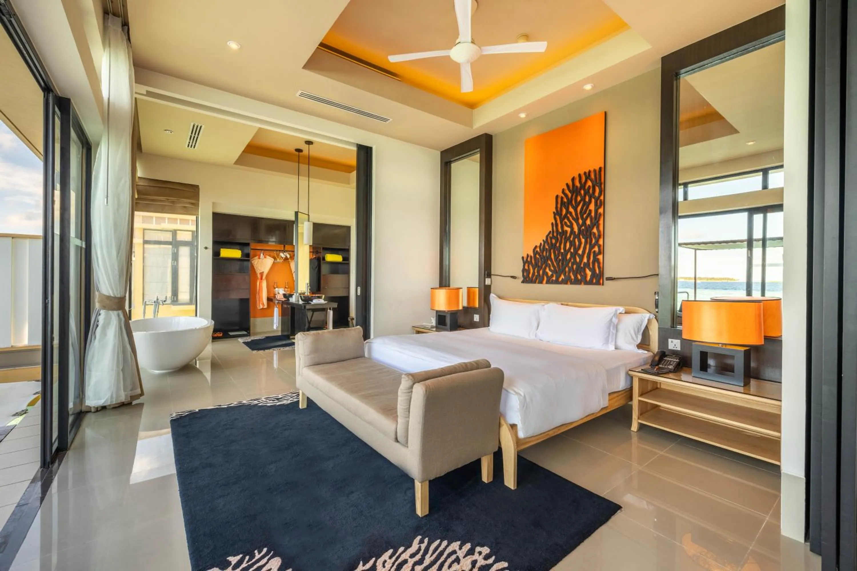 Bedroom, Bed in Angsana Velavaru - Enjoy 20 percent off Return Seaplane for Two guests on stays of 4 nights or more between 1 March to 23 December 2026