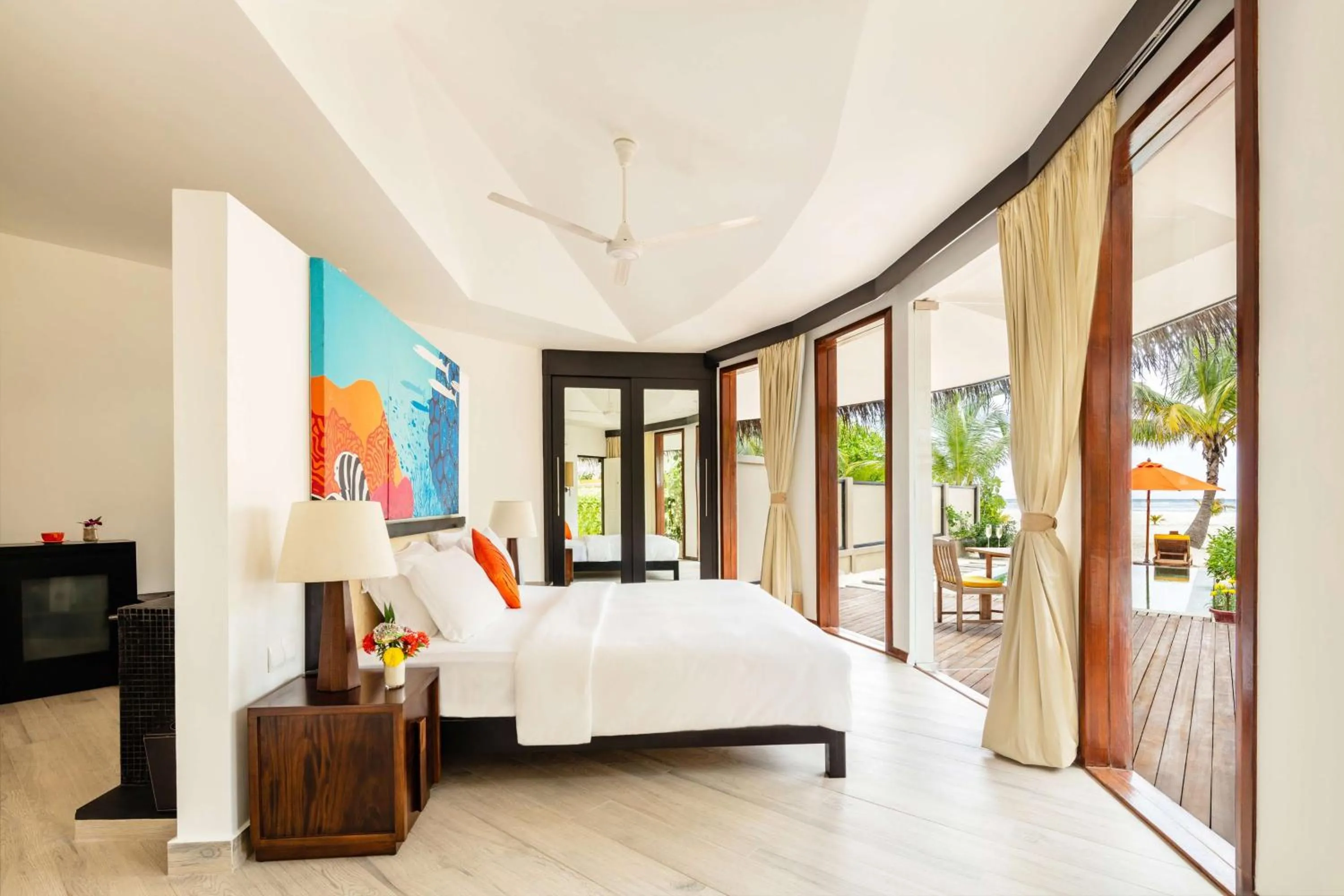 Bedroom, Bed in Angsana Velavaru - Enjoy 20 percent off Return Seaplane for Two guests on stays of 4 nights or more between 1 March to 23 December 2026