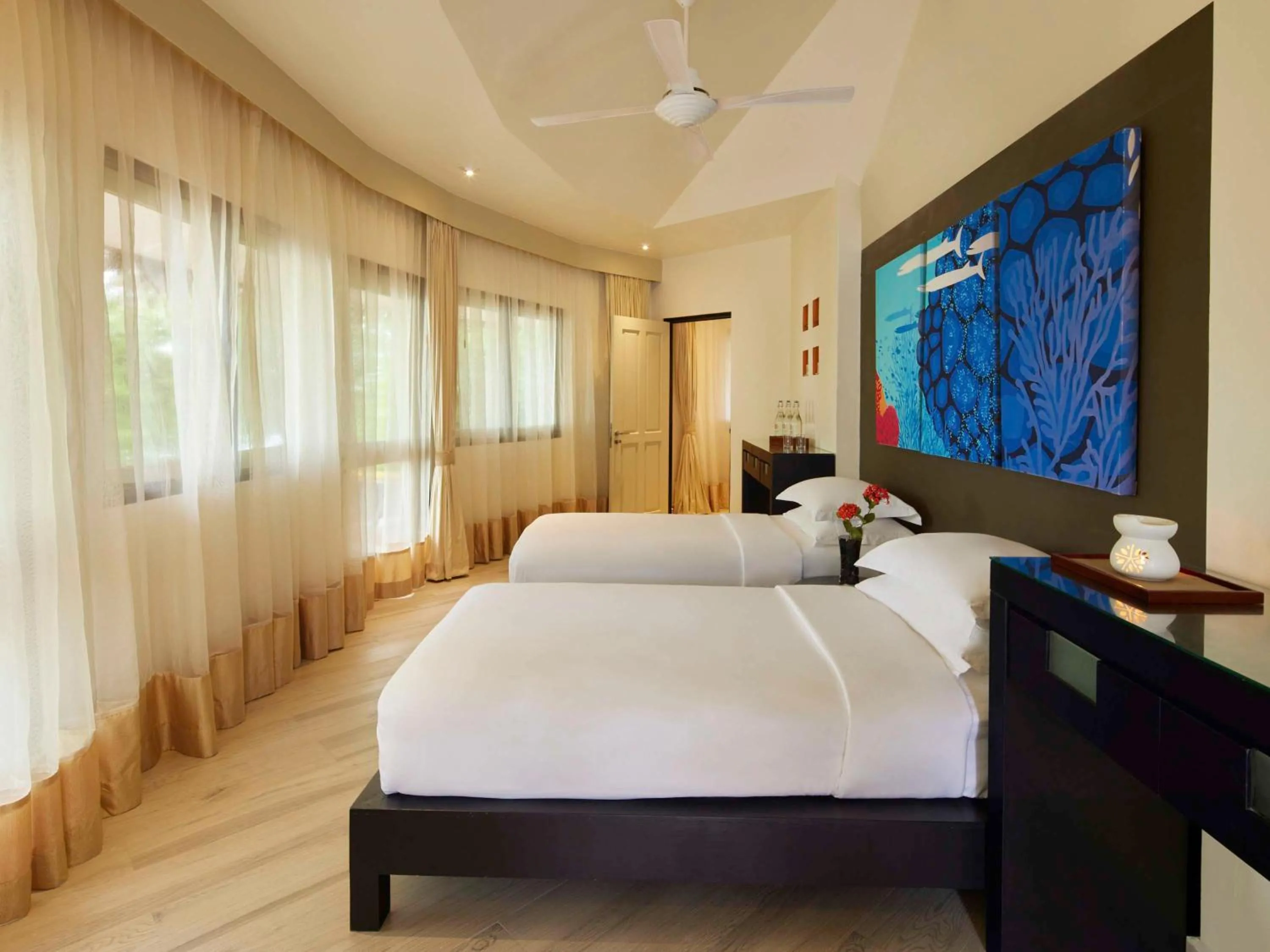 Bedroom, Bed in Angsana Velavaru - Enjoy 20 percent off Return Seaplane for Two guests on stays of 4 nights or more between 1 March to 23 December 2026