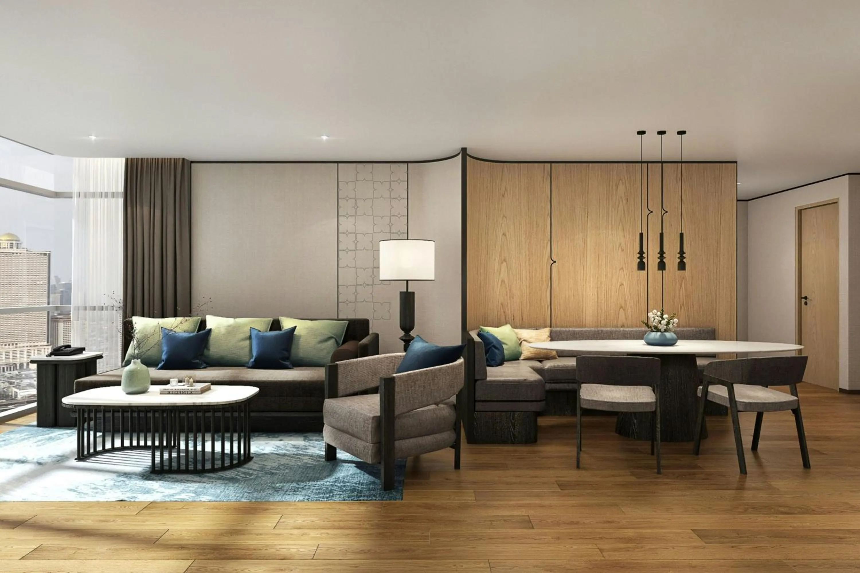 Living room in Sathorn Vista, Bangkok - Marriott Executive Apartments