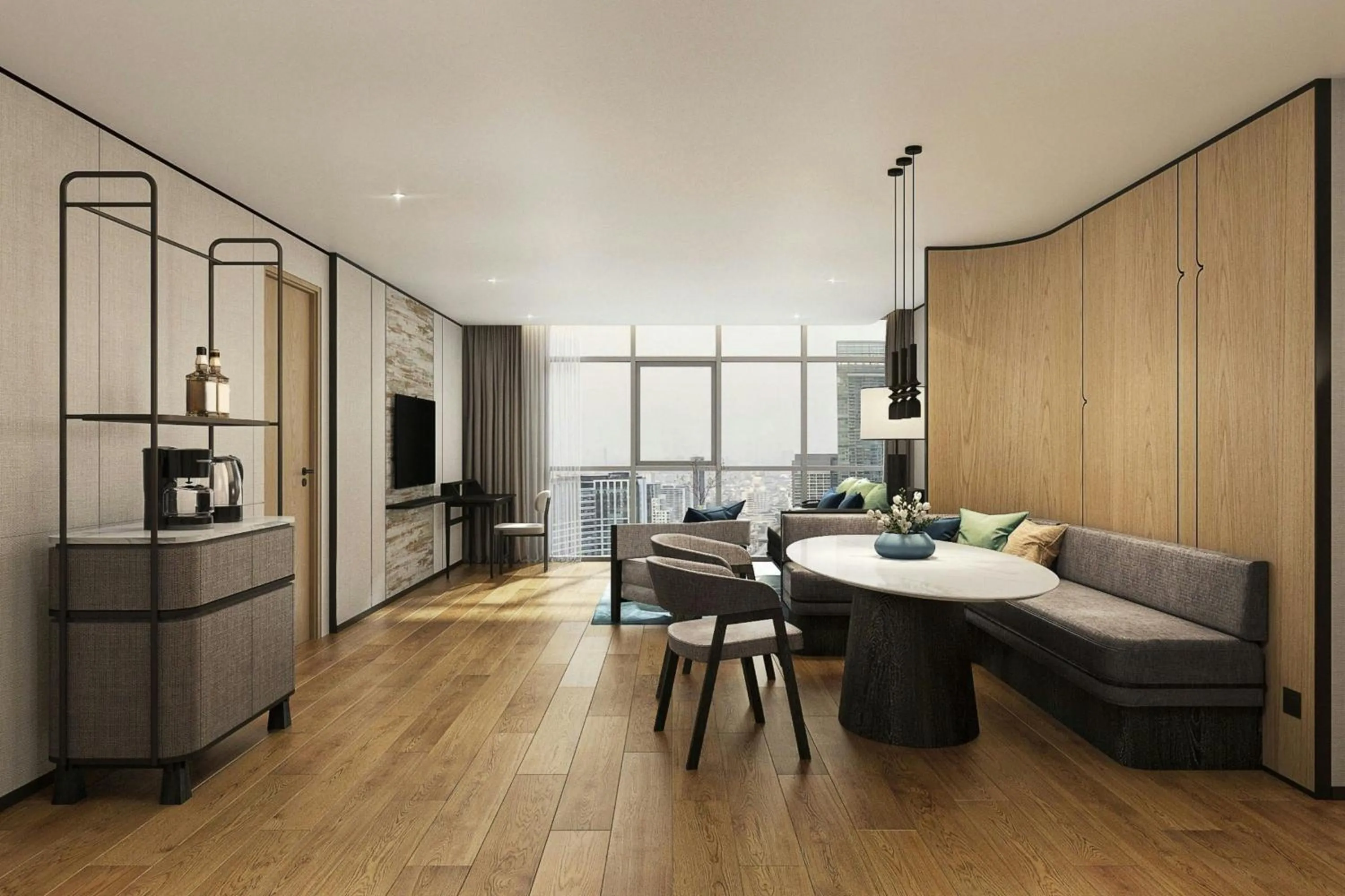 Living room in Sathorn Vista, Bangkok - Marriott Executive Apartments