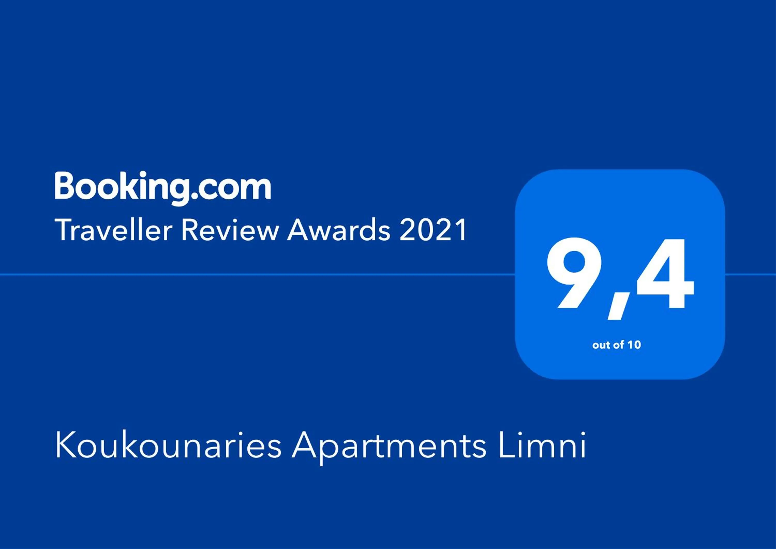 Certificate/Award in Koukounaries Apartments Limni