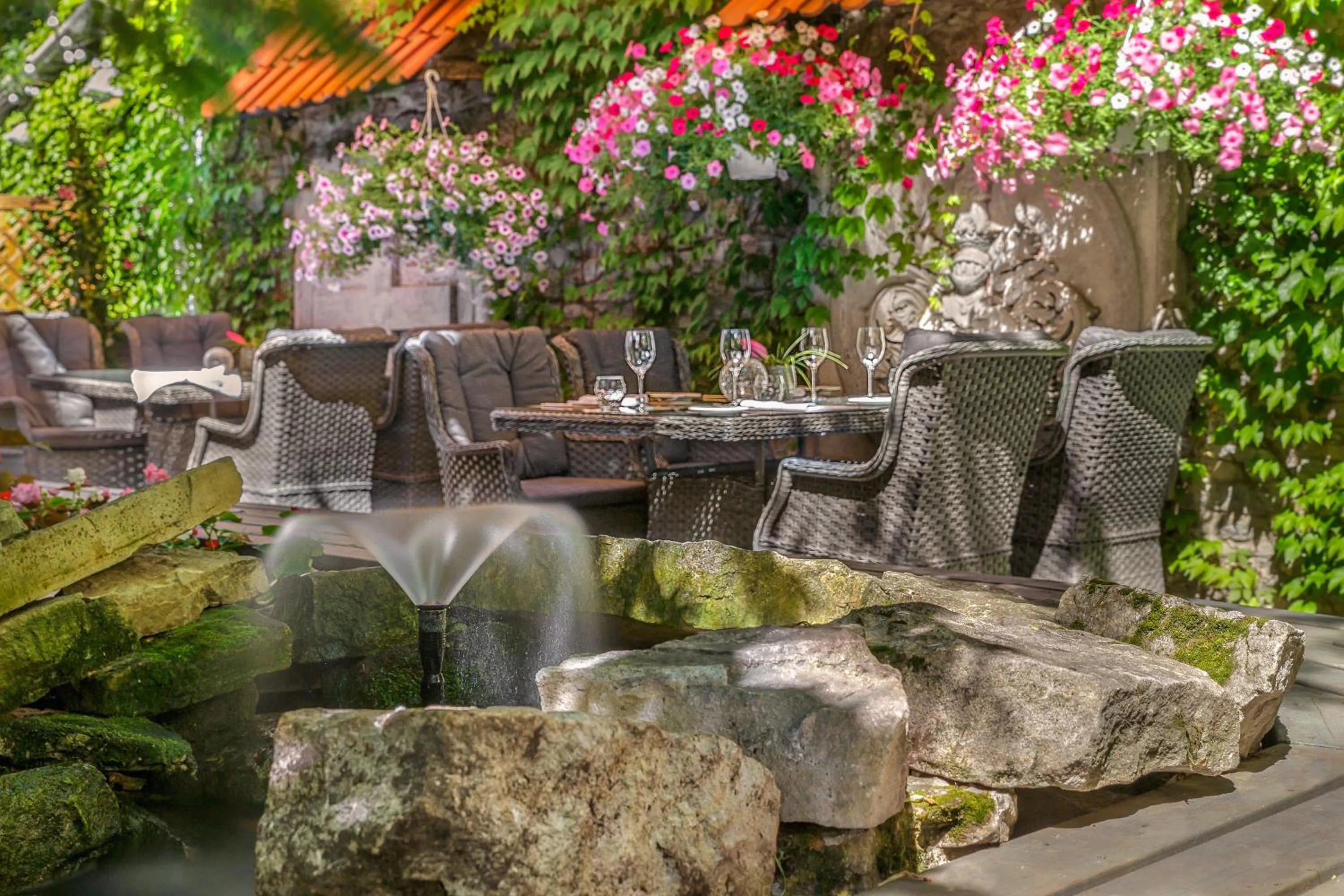 Patio in Schlössle Hotel - Small Luxury Hotels of the World