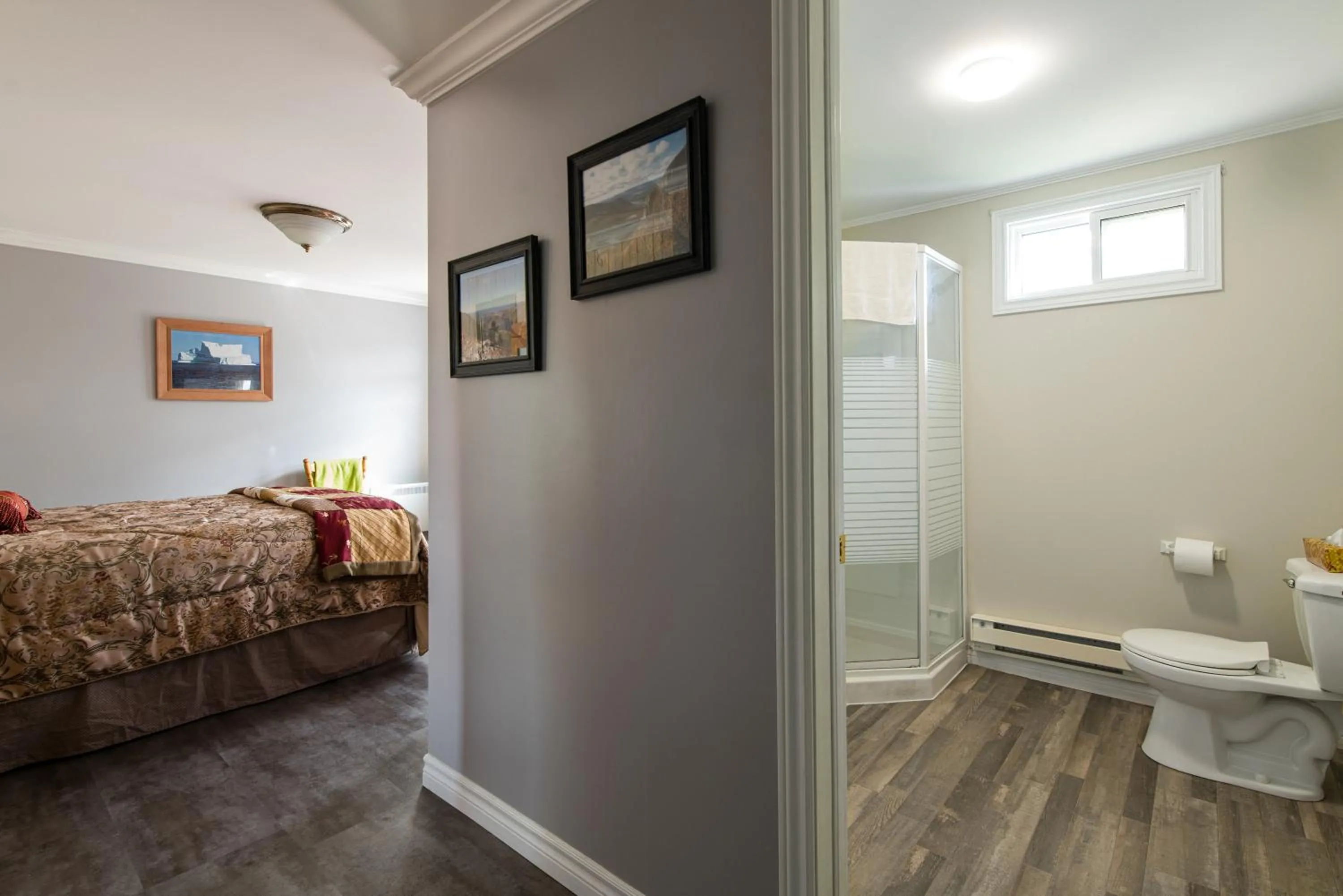 Bathroom, Bed in Out East B&B - Norris Point