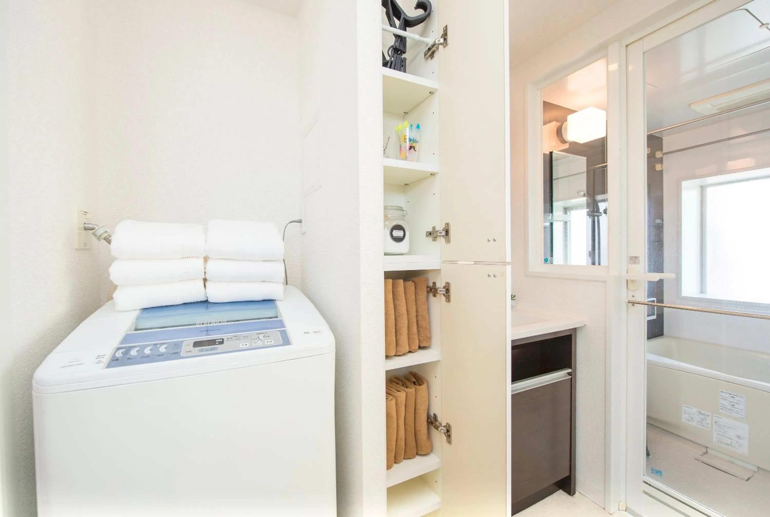 washing machine, Bed in City Hotel Shinsaibashi Lofts