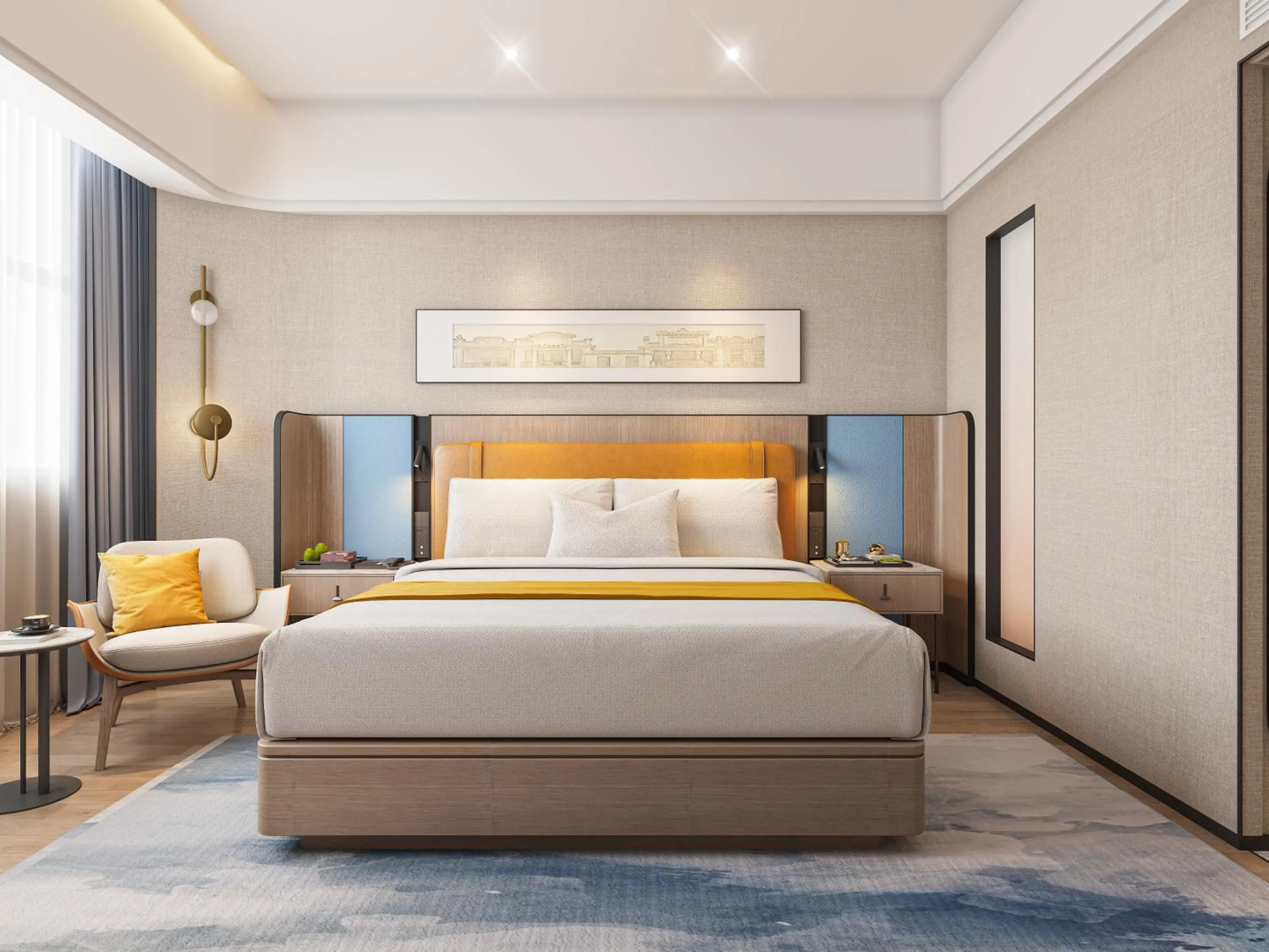 Bed in Five Rams City Hotel