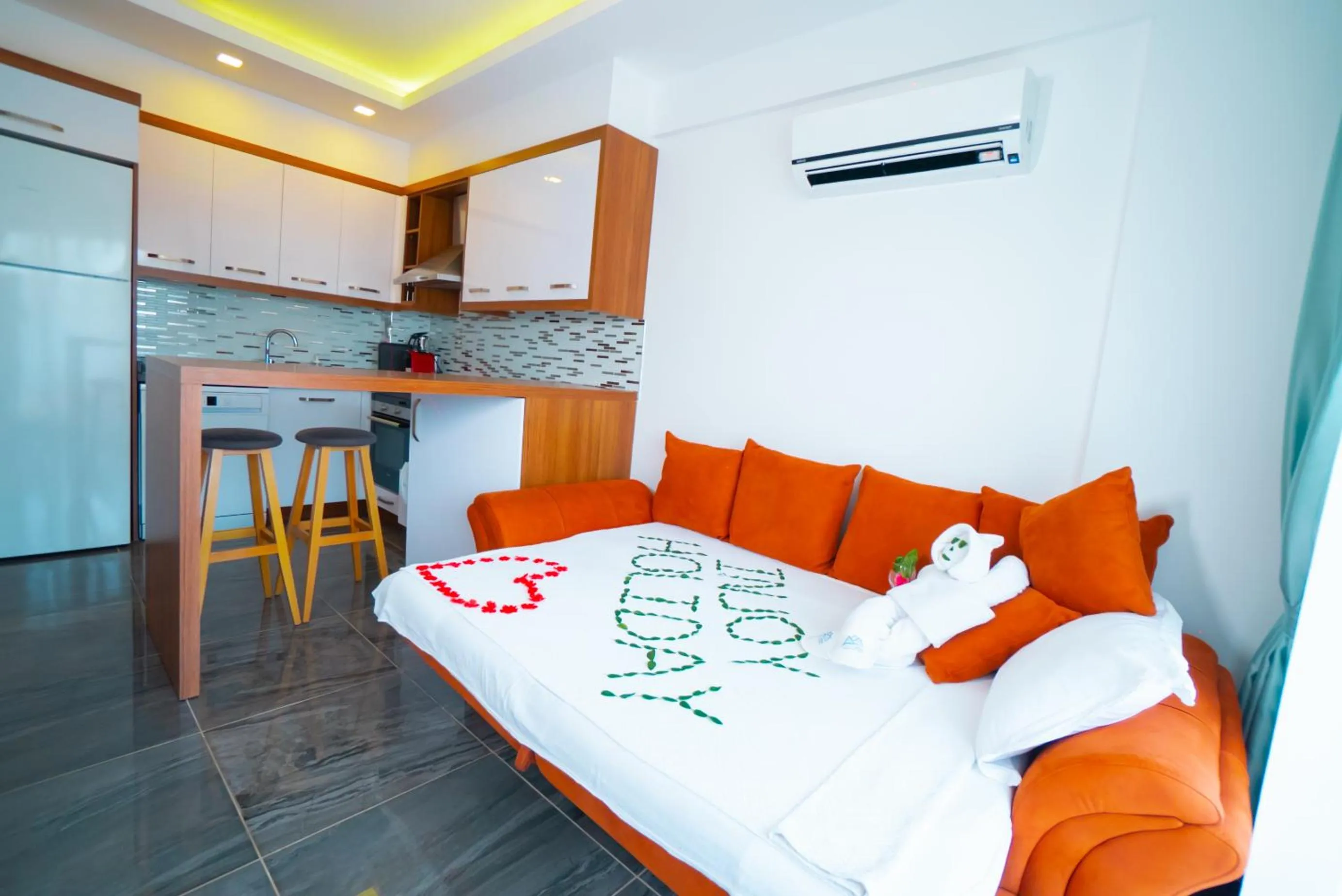 Bed in Sweet Home Kemer Apartments