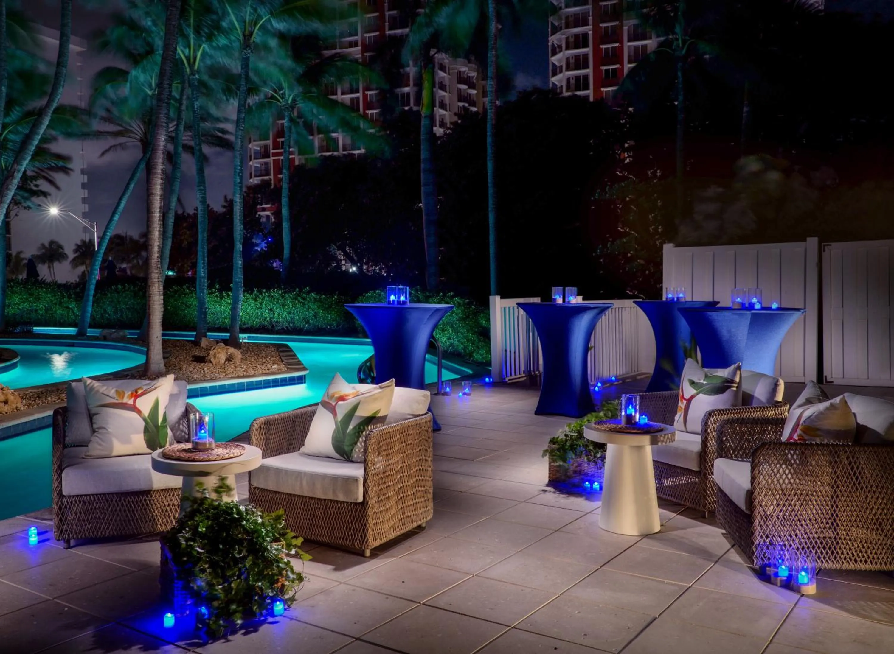 Patio in Pelican Grand Beach Resort, a Noble House Resort