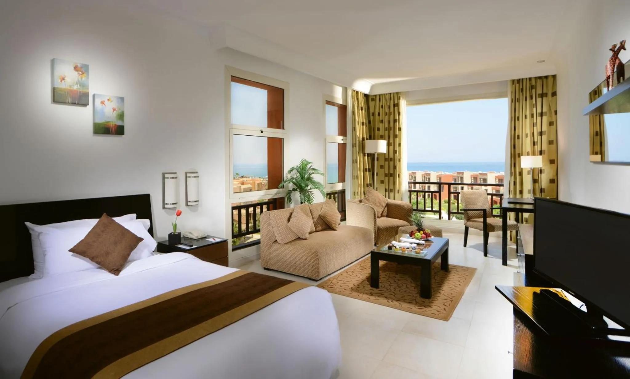 View (from property/room), Bed in Mövenpick Resort El Sokhna