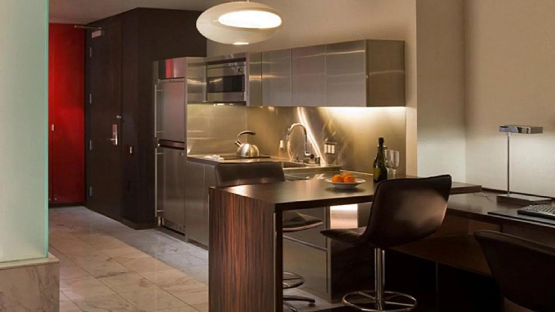 Living room in Palms place Amazing High Rise Studio with Mountains Views 21st Floor