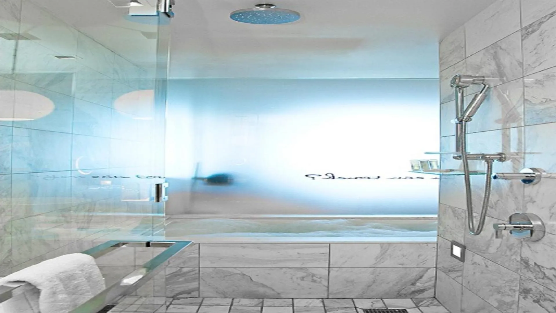 Shower in Palms place Amazing High Rise Studio with Mountains Views 21st Floor