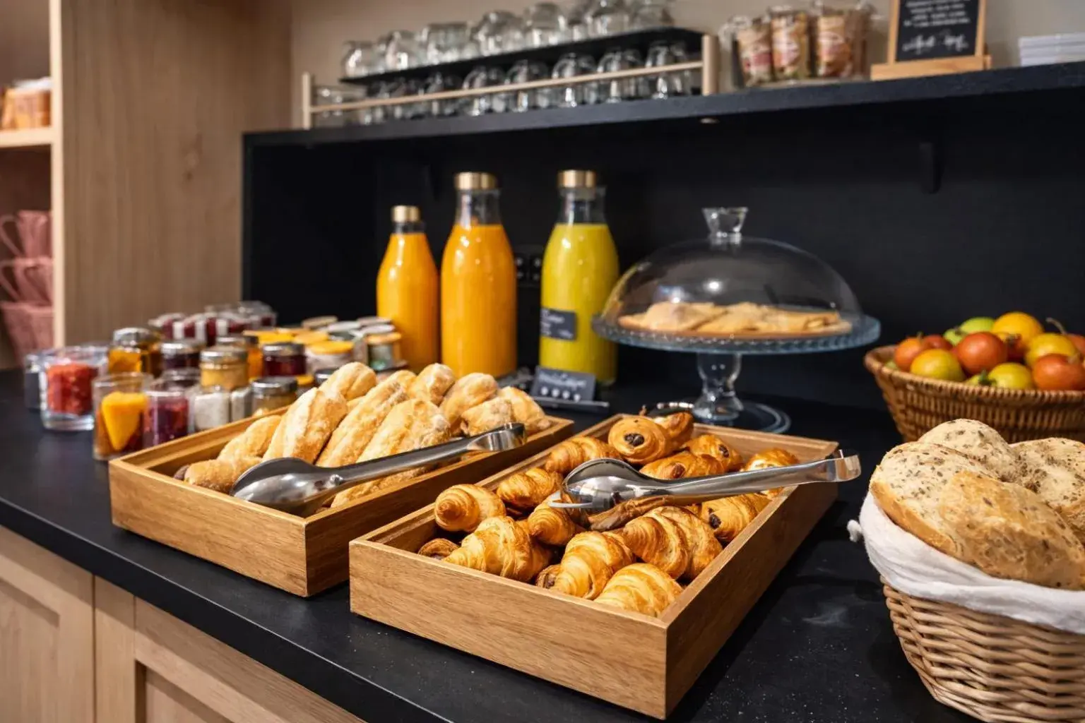 Buffet breakfast in Brit Hotel Saint-Méen-le-Grand en Brocéliande Buffet breakfast in Brit Hotel Saint-Méen-le-Grand en Brocéliande
