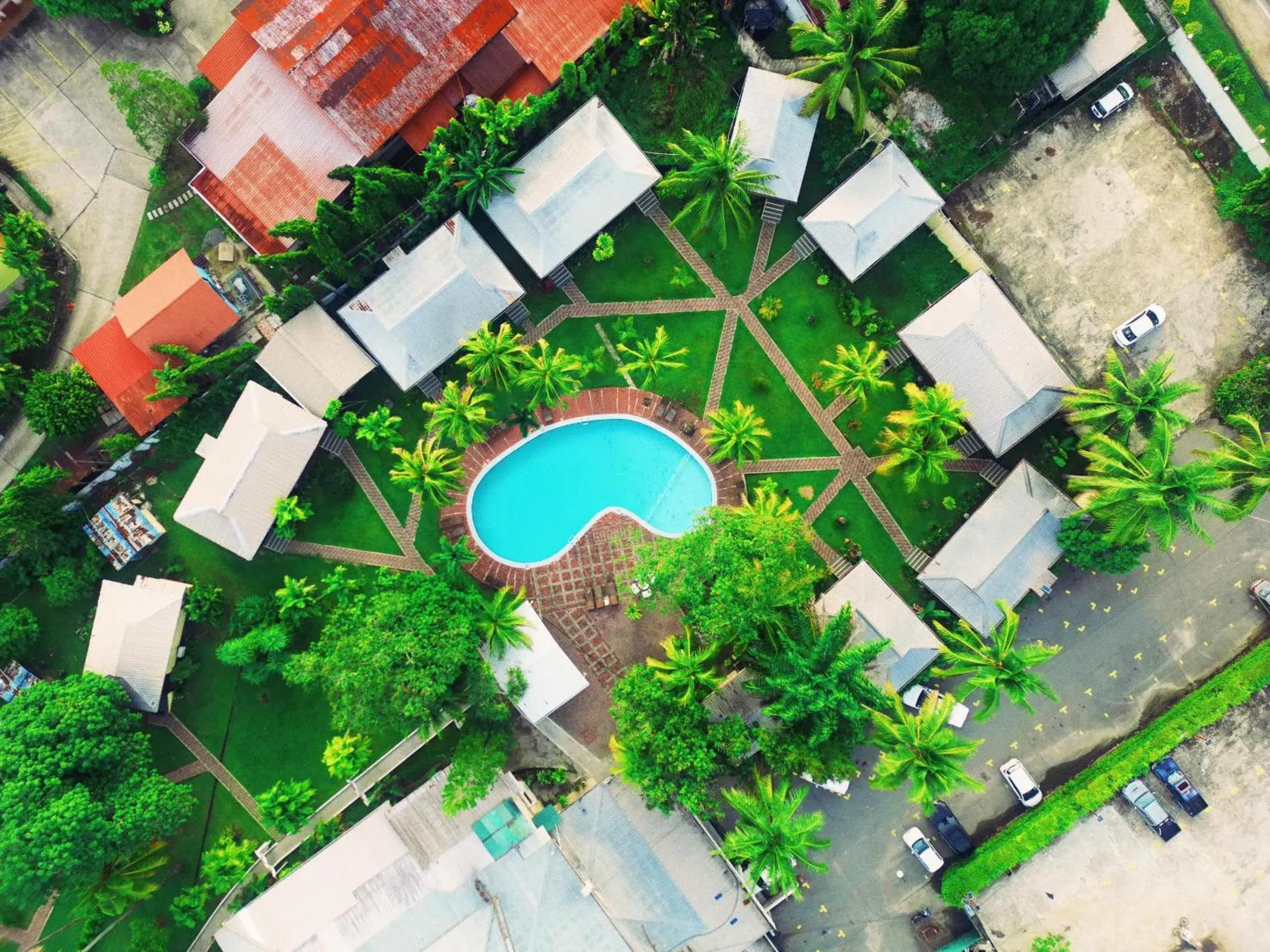 Swimming pool, Bird's-eye View in Langkah Syabas Beach Resort