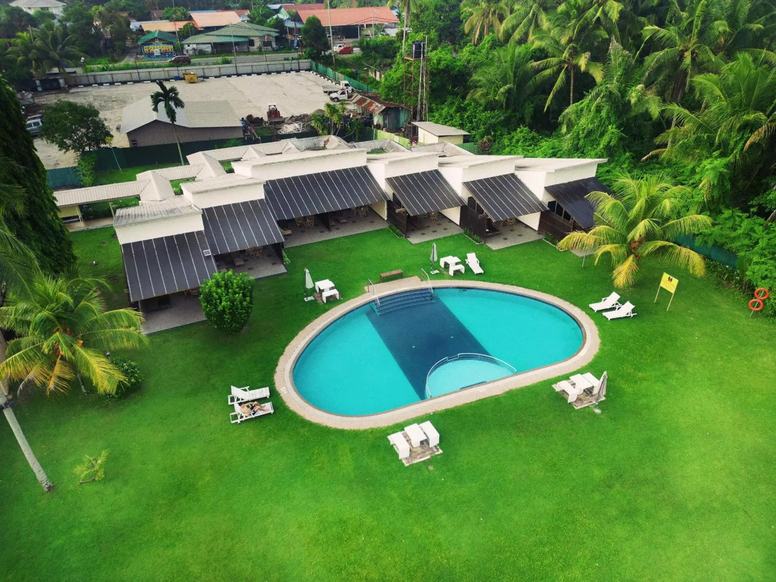 Swimming pool, Bird's-eye View in Langkah Syabas Beach Resort