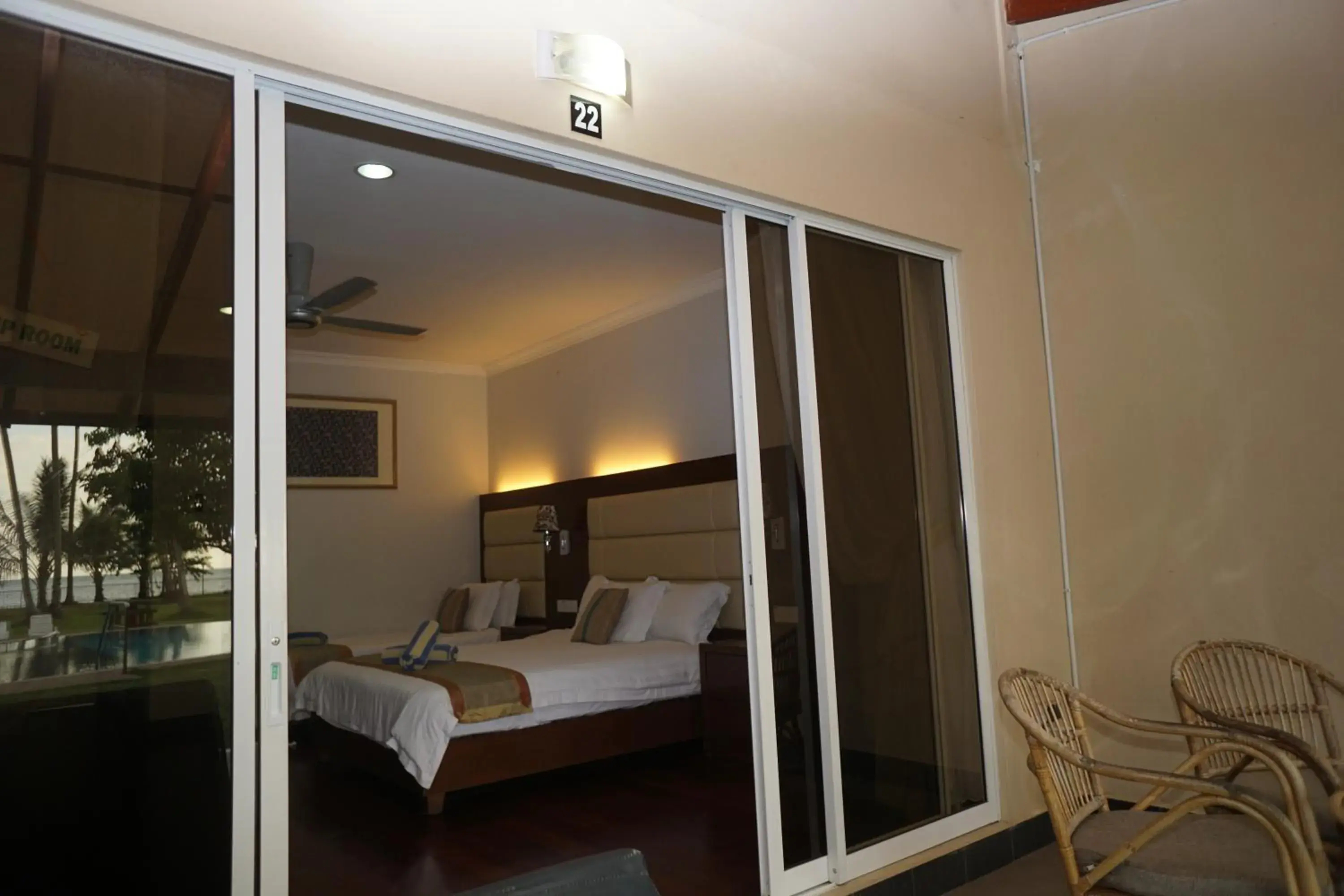 Balcony/Terrace, Bed in Langkah Syabas Beach Resort