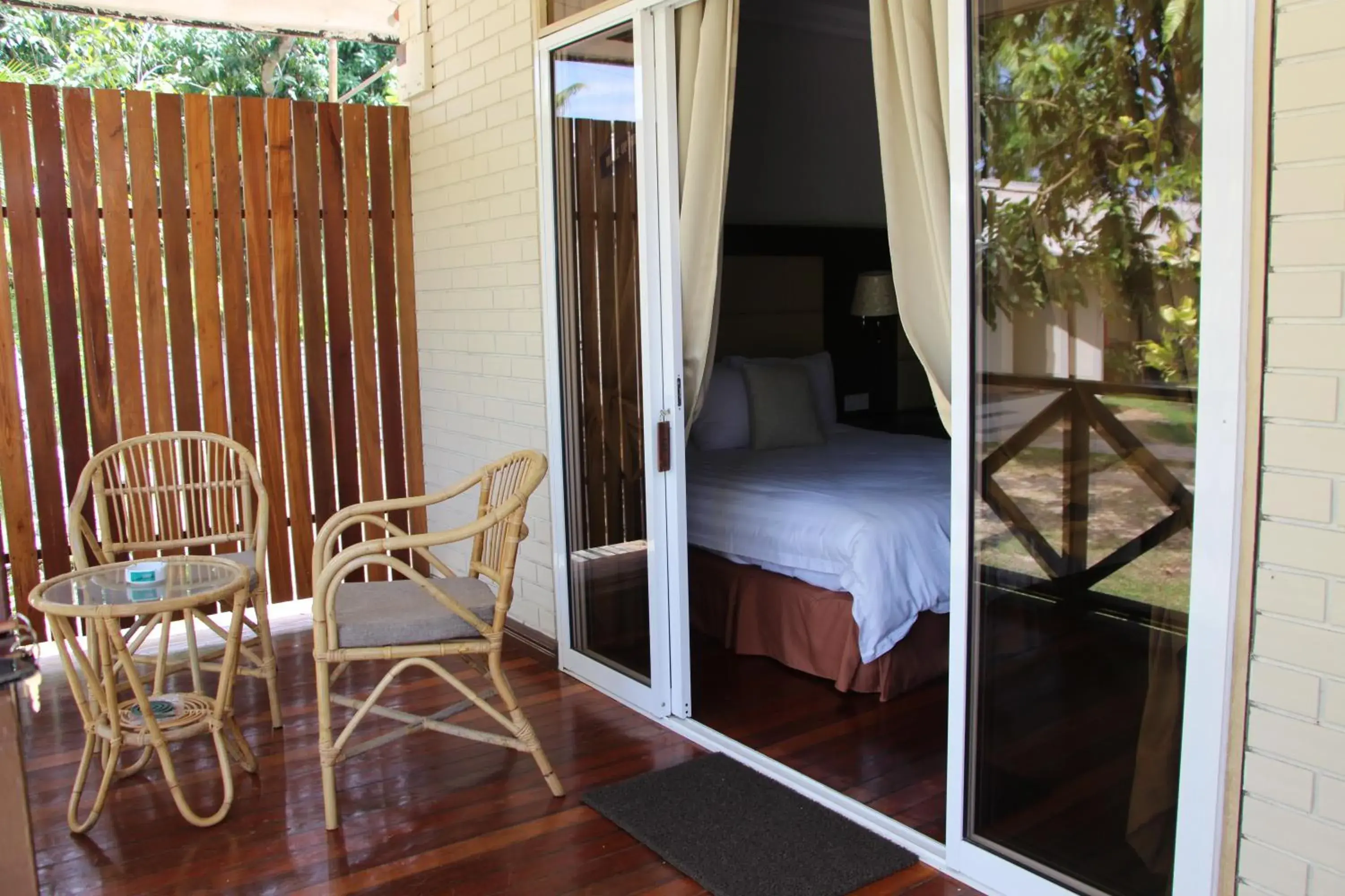 Balcony/Terrace, Bed in Langkah Syabas Beach Resort