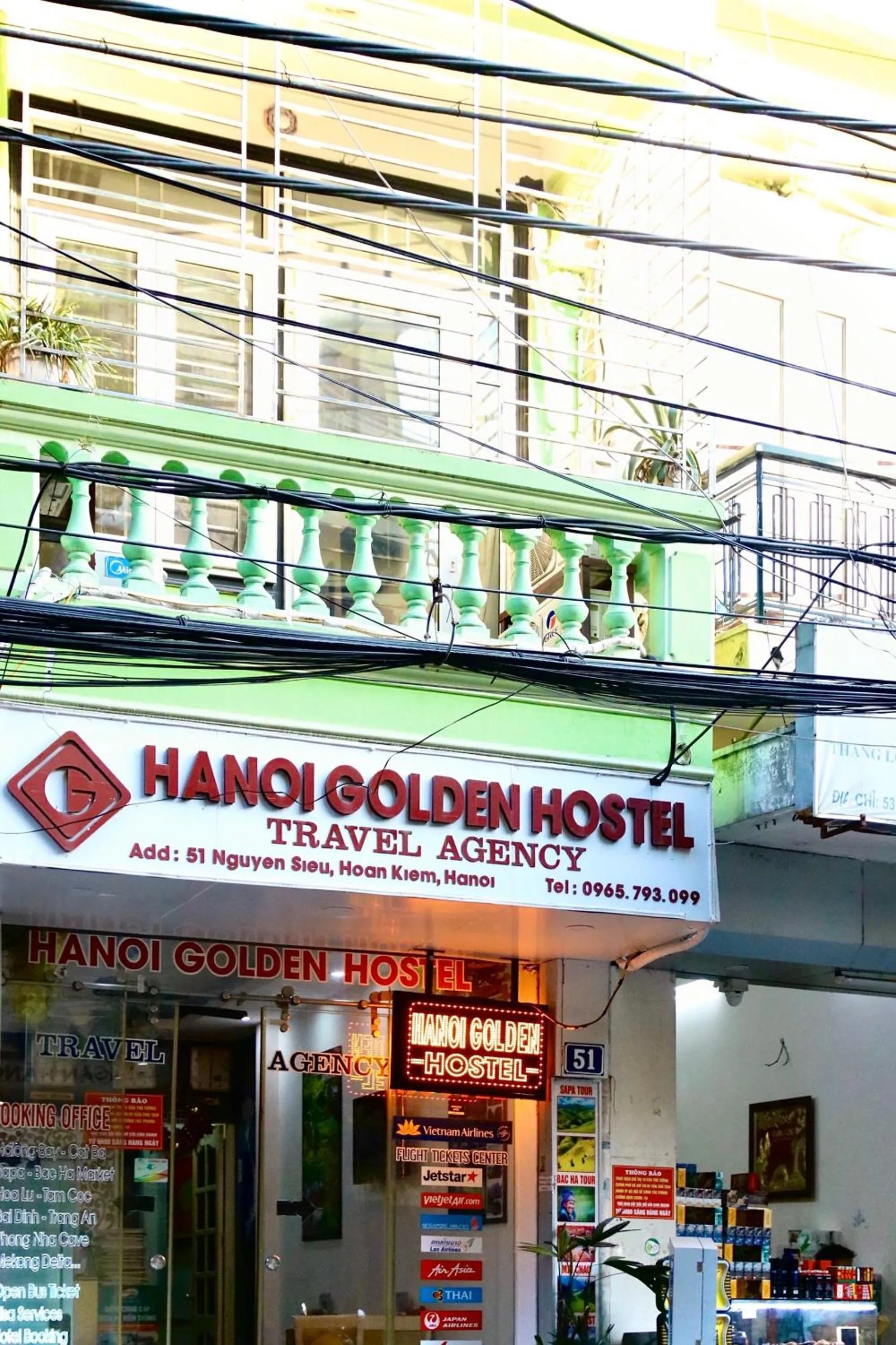 Facade/entrance in Hanoi Golden Hostel