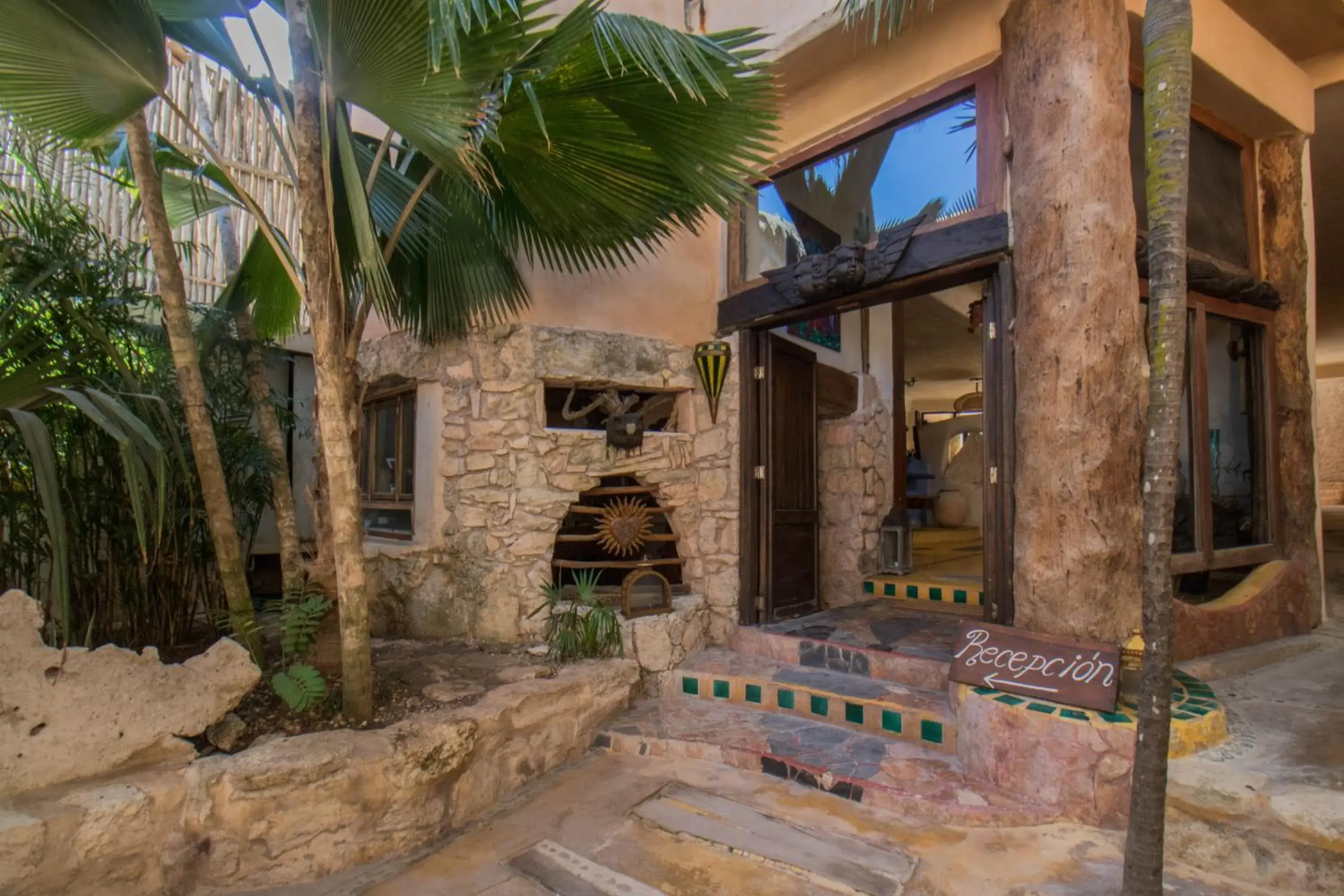 Facade/entrance in La Posada del Sol Boutique Hotel Tulum Facade/entrance in La Posada del Sol Boutique Hotel Tulum