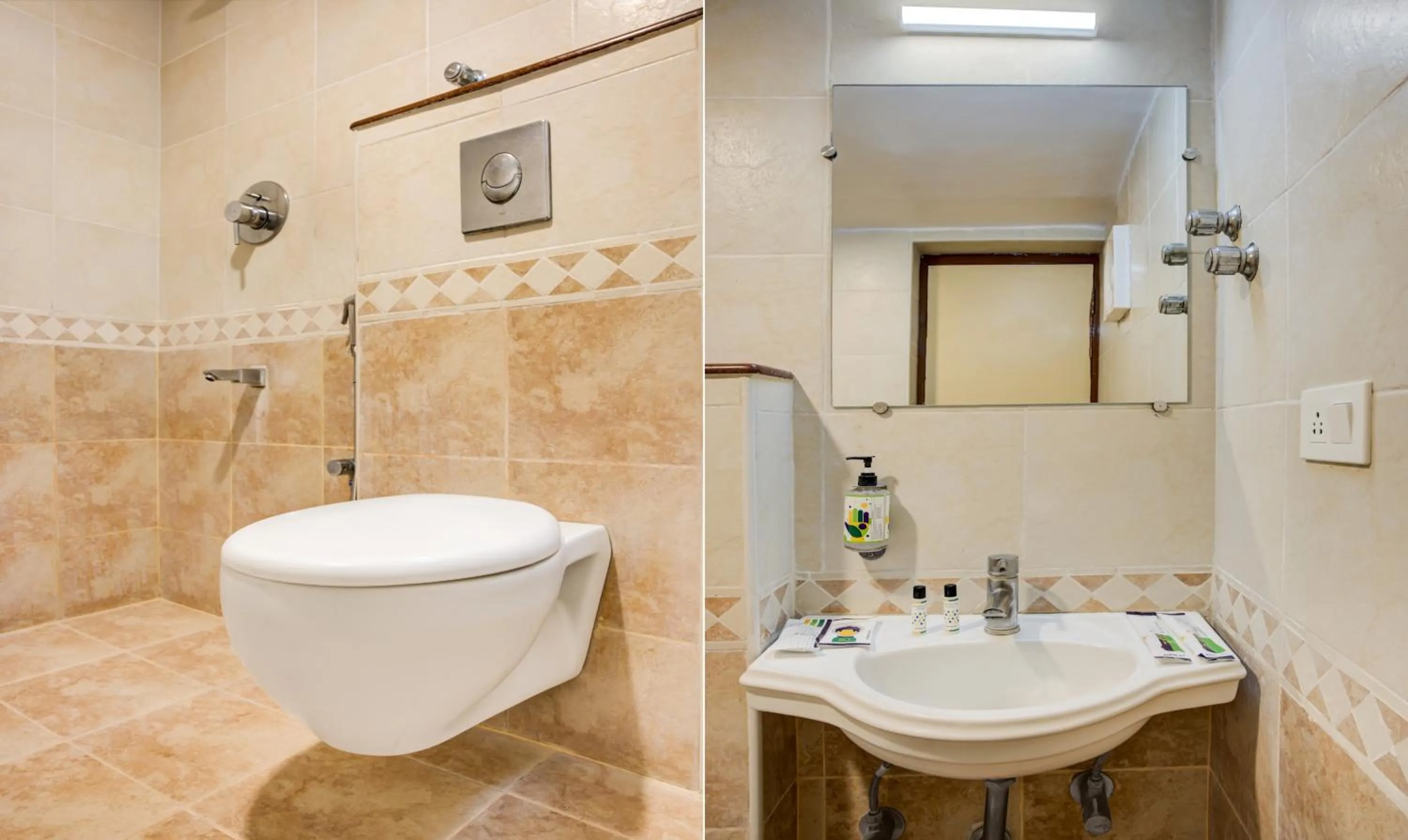 Toilet in Treebo Golden Inn, 700 Mtrs From Promenade Beach