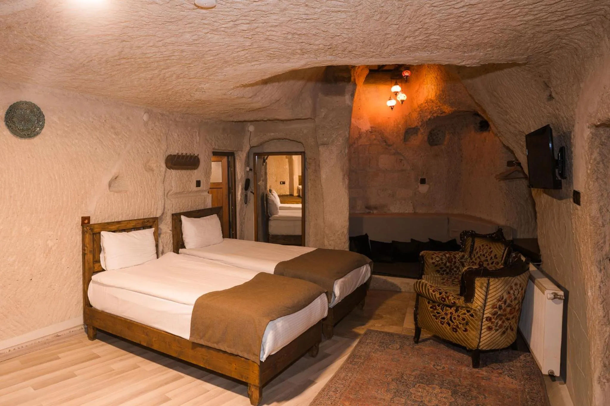Bed in Mia Cappadocia Cave Hotel