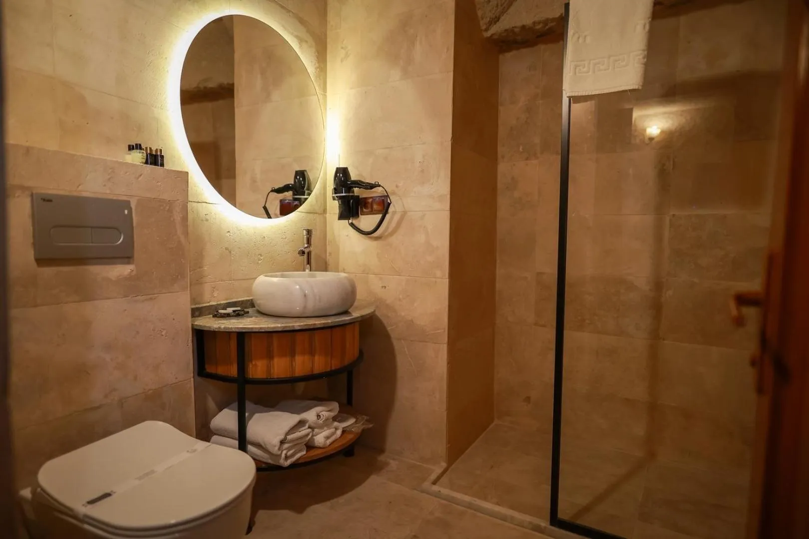 Shower in Mia Cappadocia Cave Hotel