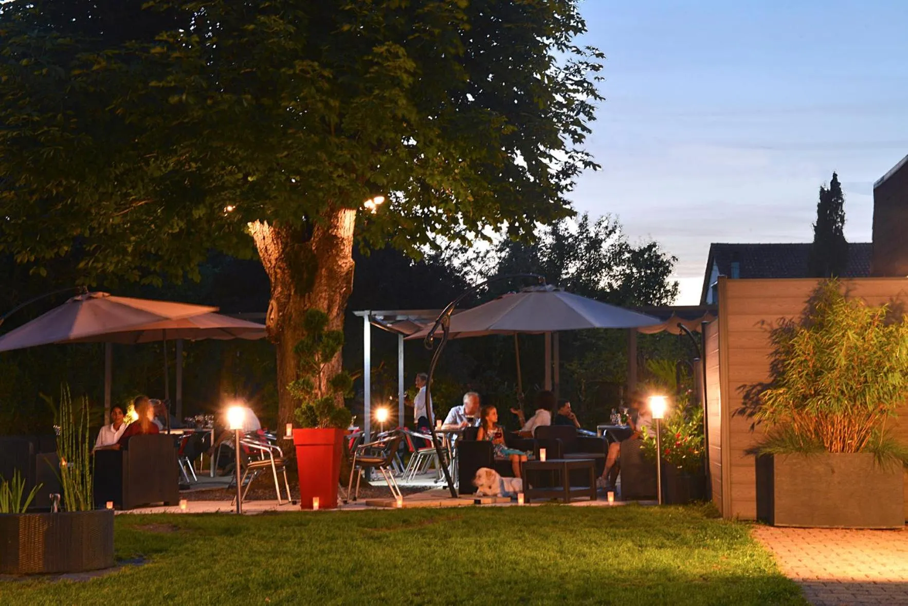Patio in Logis Hotel Le Prieure
