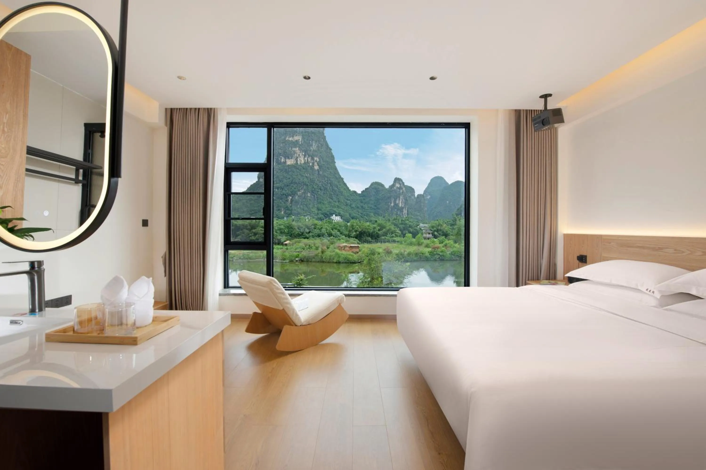 Bed in Yangshuo Hidden Dragon Villa